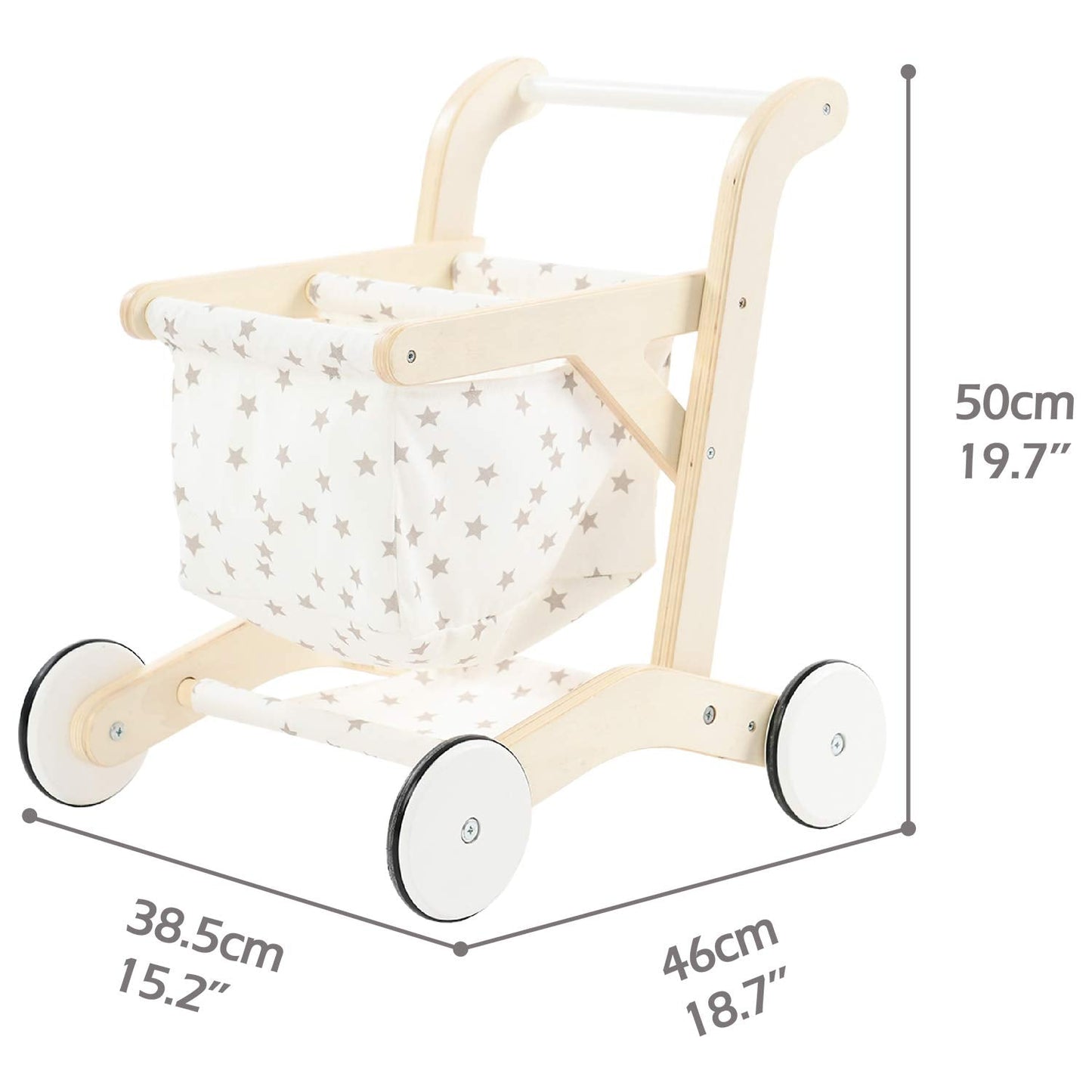 Labebe Baby Push Walker – Wooden Toddler Walker with Doll Seat & Shopping Cart (15.2 x 18.7 x 19.7 in)