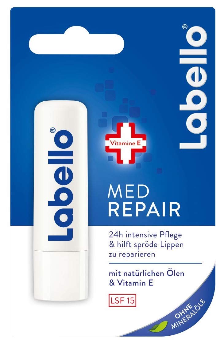 Labello Med Repair 3 pcs – Special Lip Care with Natural Oils, Vitamin E & SPF 15 | Germany
