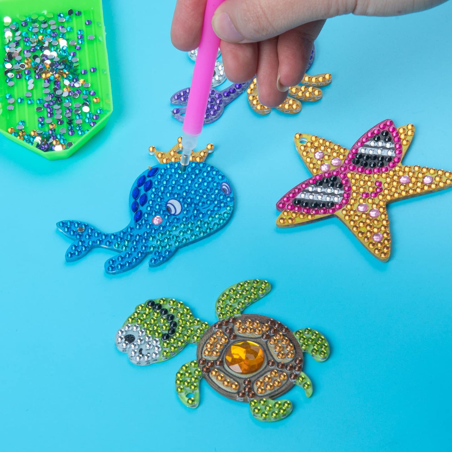 Labeol GEM Keychains – 5D Diamond Art Kit for Kids 8-12 Ocean Edition
