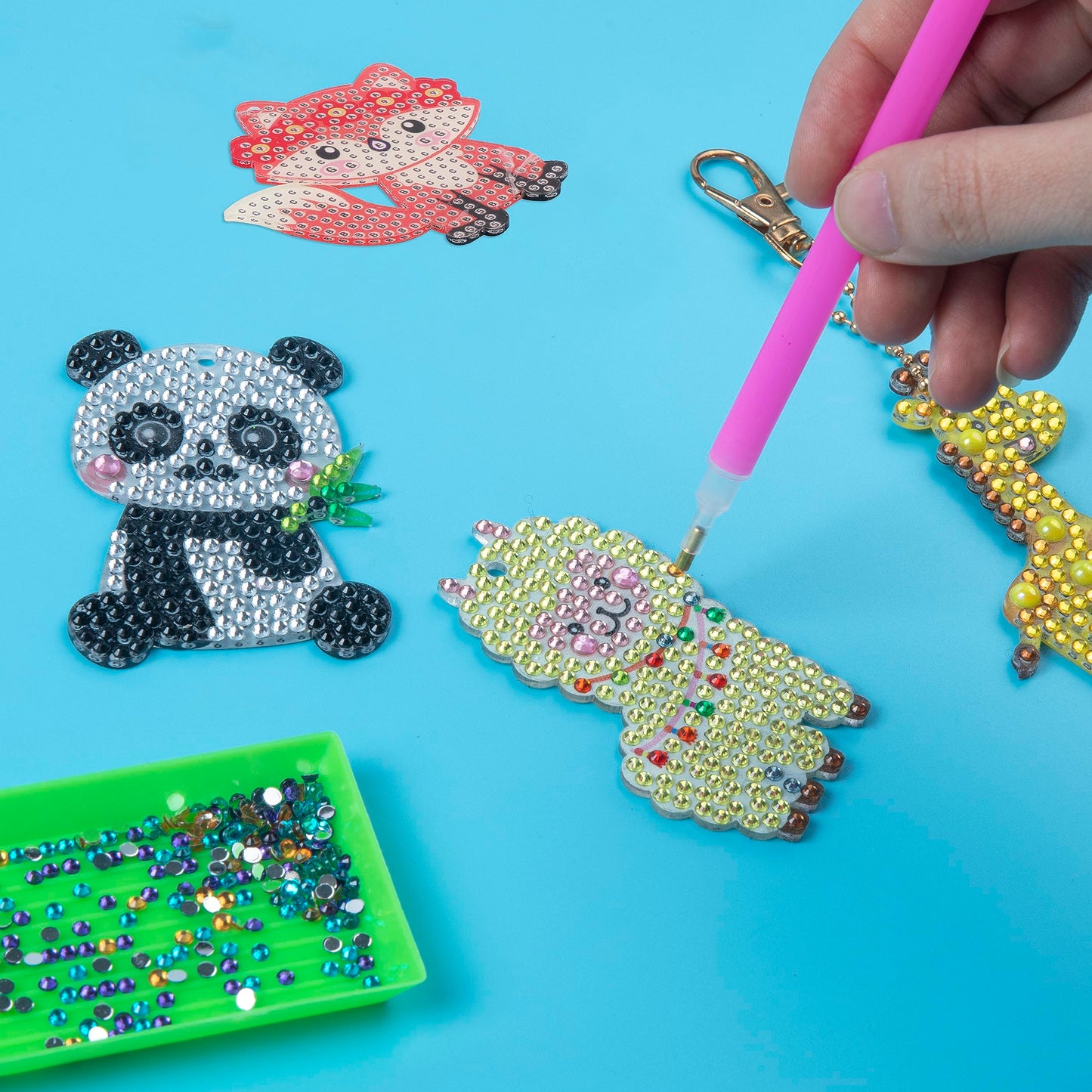 Labeol GEM Keychains: 5D Diamond Art Kit for Kids 8-12 (Animal)