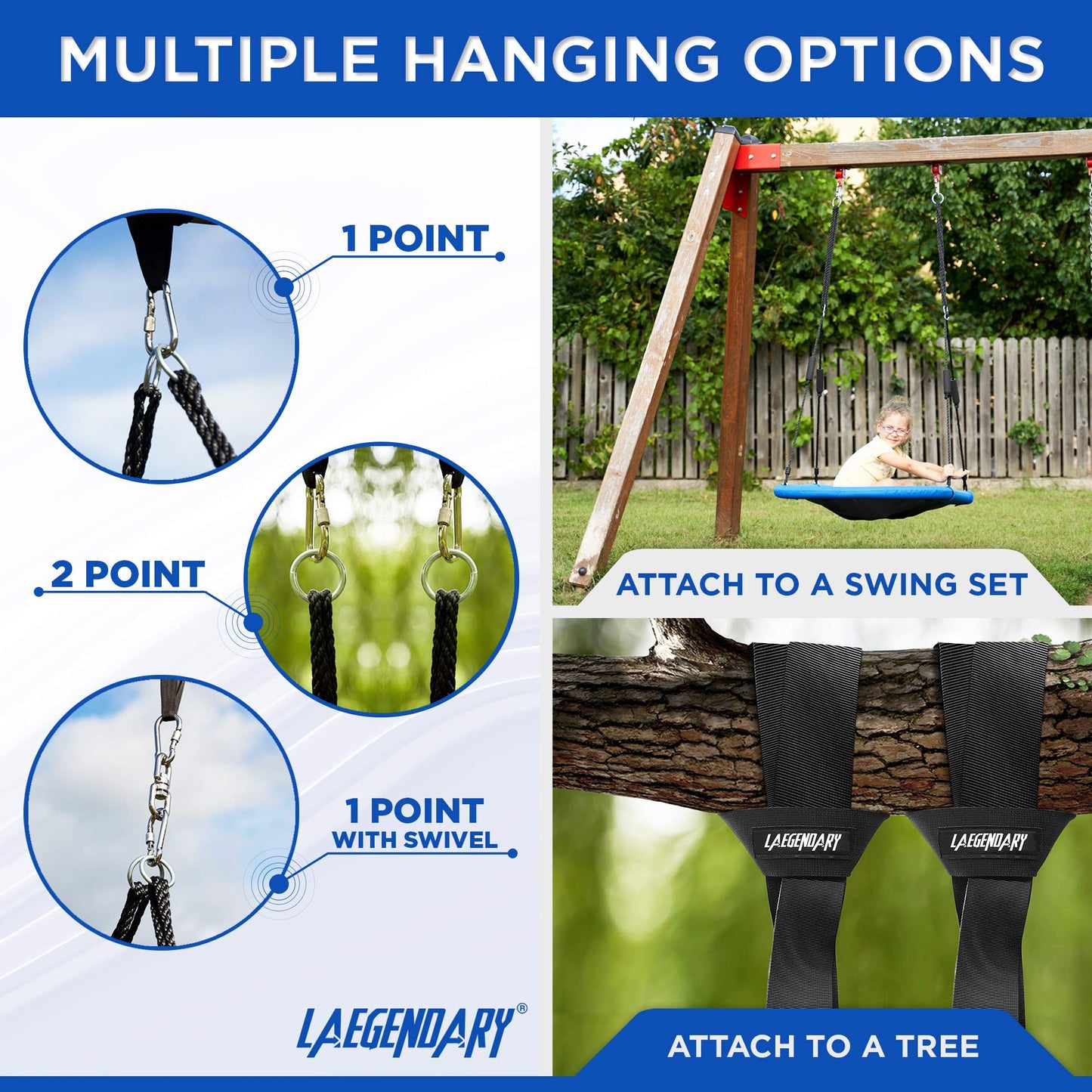 LÆGENDARY Saucer Swing – 60-Inch Outdoor Round Swing for Kids and Adults