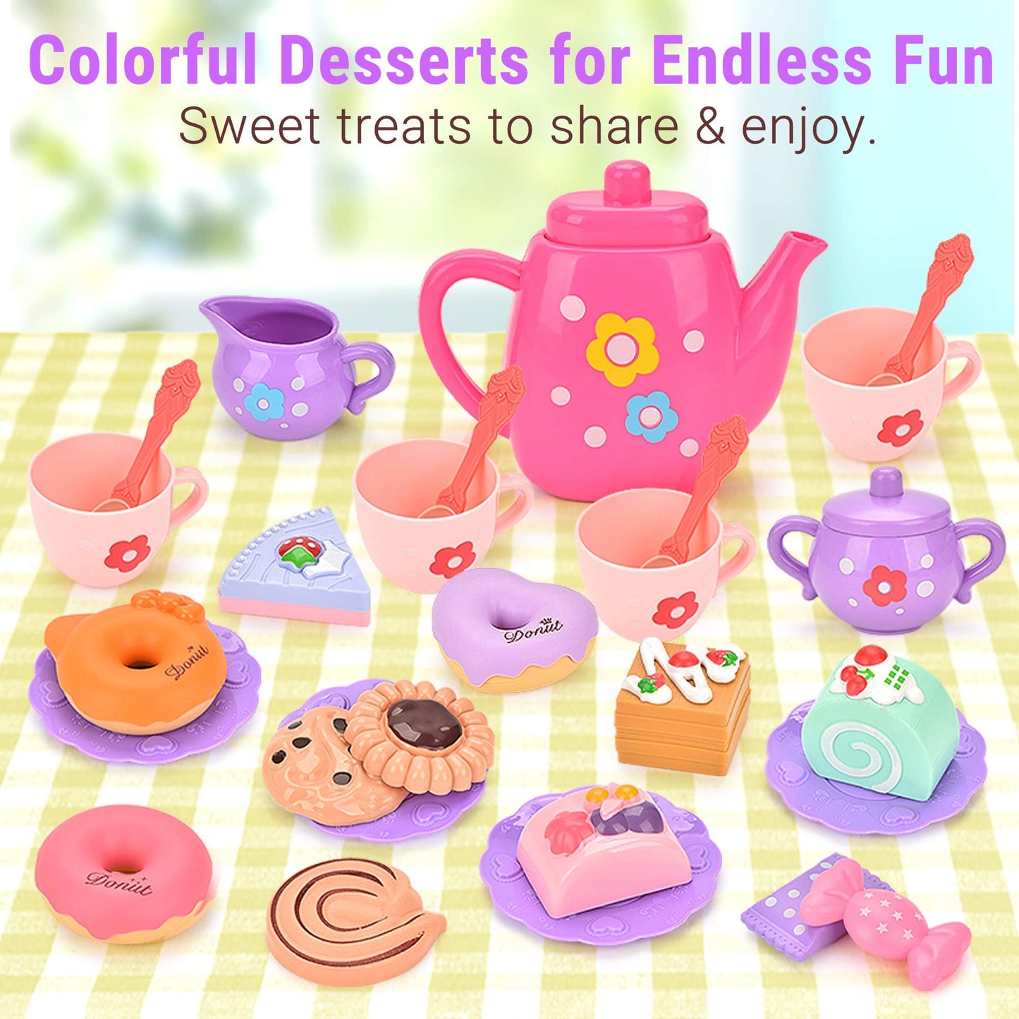 Lajeje Toddler Tea Party Set – 23-Piece Pretend Play Tea Set for Girls Aged 3-5