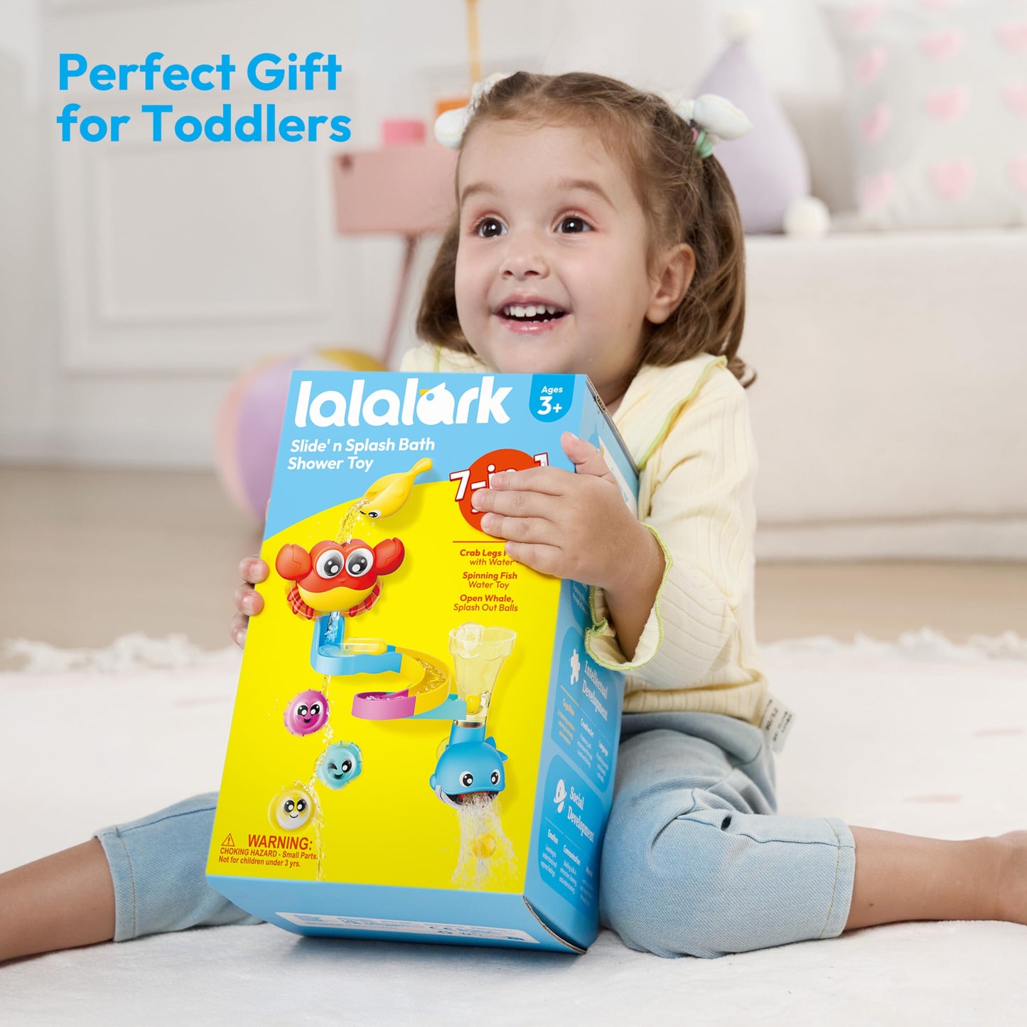 lalalark 7-in-1 Bath Toys for Toddlers – Crab, Whale, Spinning Fish & Water Track (Ages 3-5)