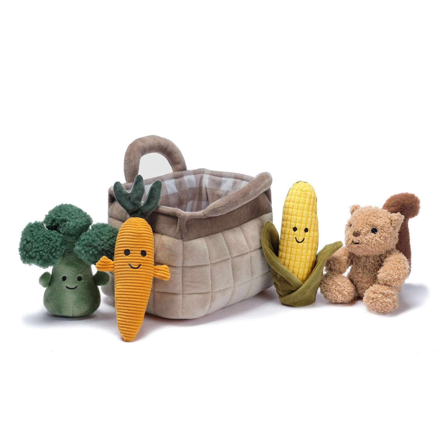 Lambs & Ivy Plush Veggie Basket Play Set – Interactive Stuffed Veggies