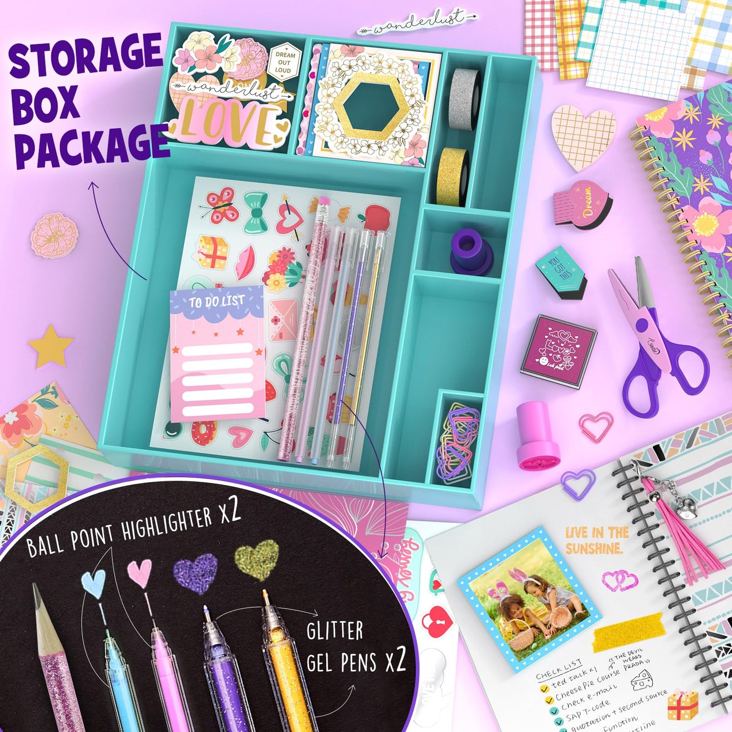 LAOESE 2-Pack DIY Journal Kit for Girls – Creative Scrapbook & Diary Set (Ages 8–14)