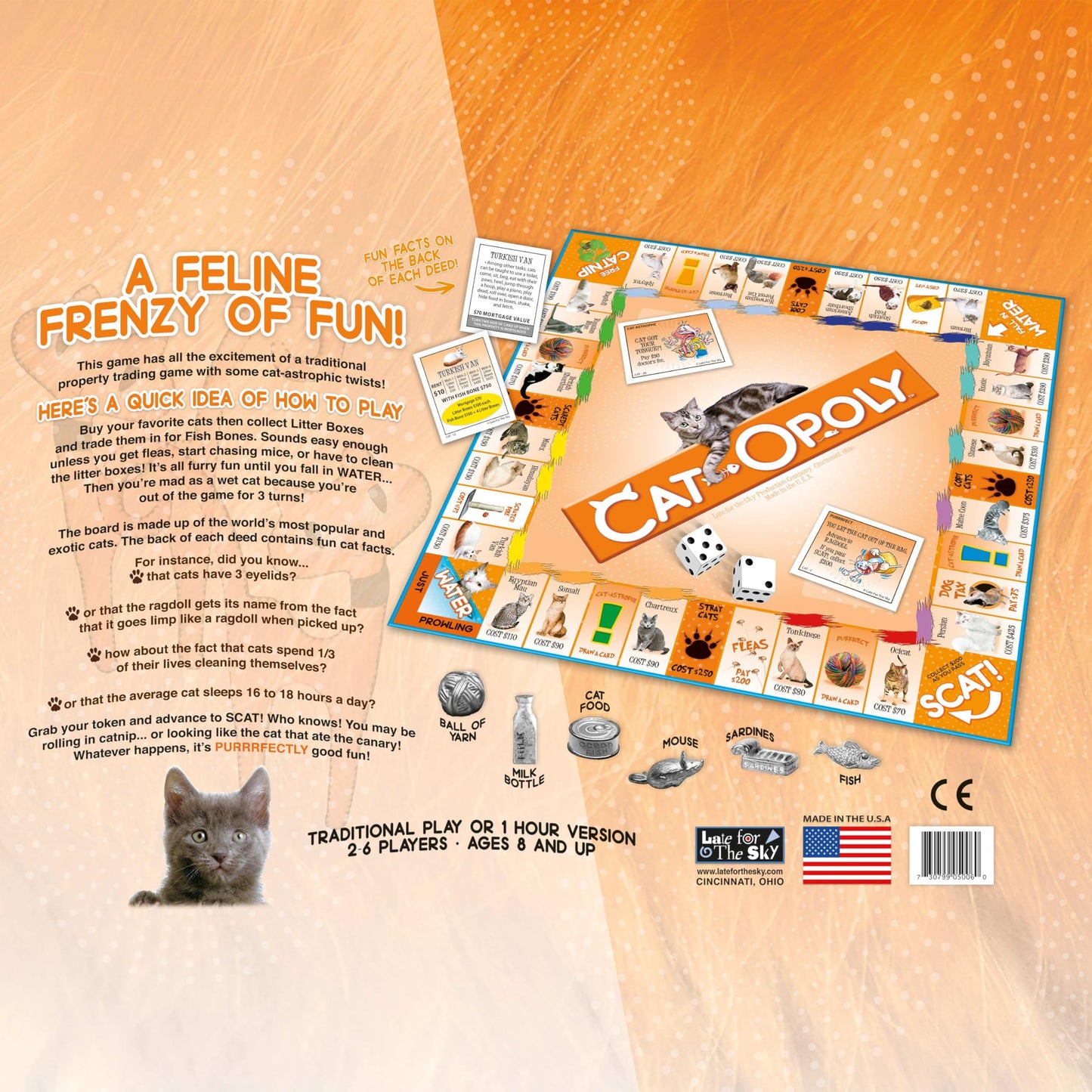 CAT-opoly Cat Board Game by Late for the Sky | Family Strategy for 2-6 Players