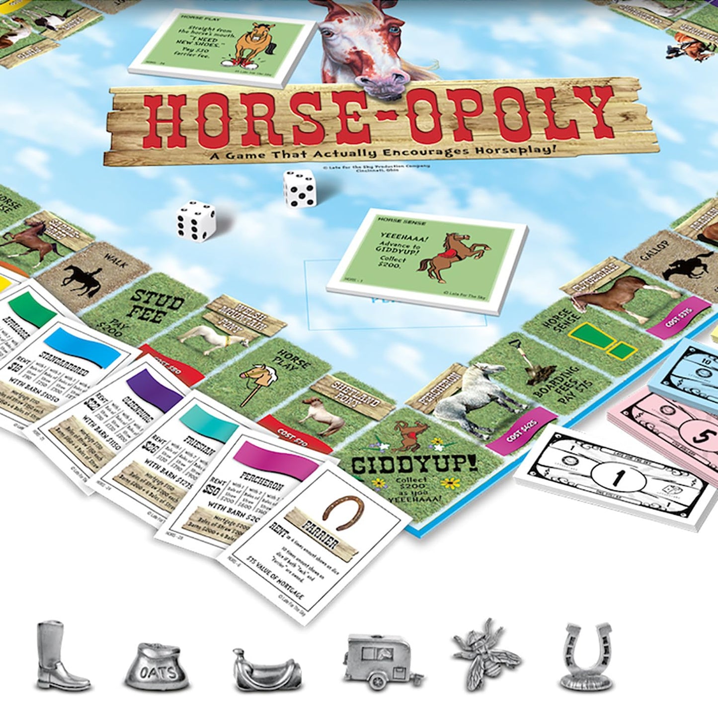 Late for the Sky Horse-Opoly Board Game – Family Property Trading for 2-6 Players (Ages 8+)