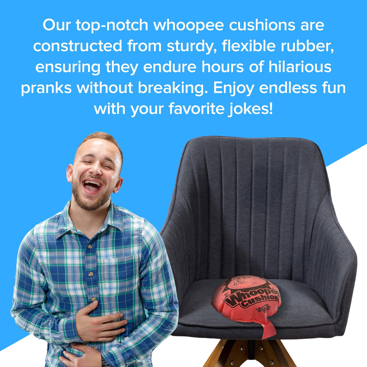 Laughing Smith Mega 8-inch Whoopee Cushion – Giant Fart Sound Prank Toy for Kids | Durable Gag Gift