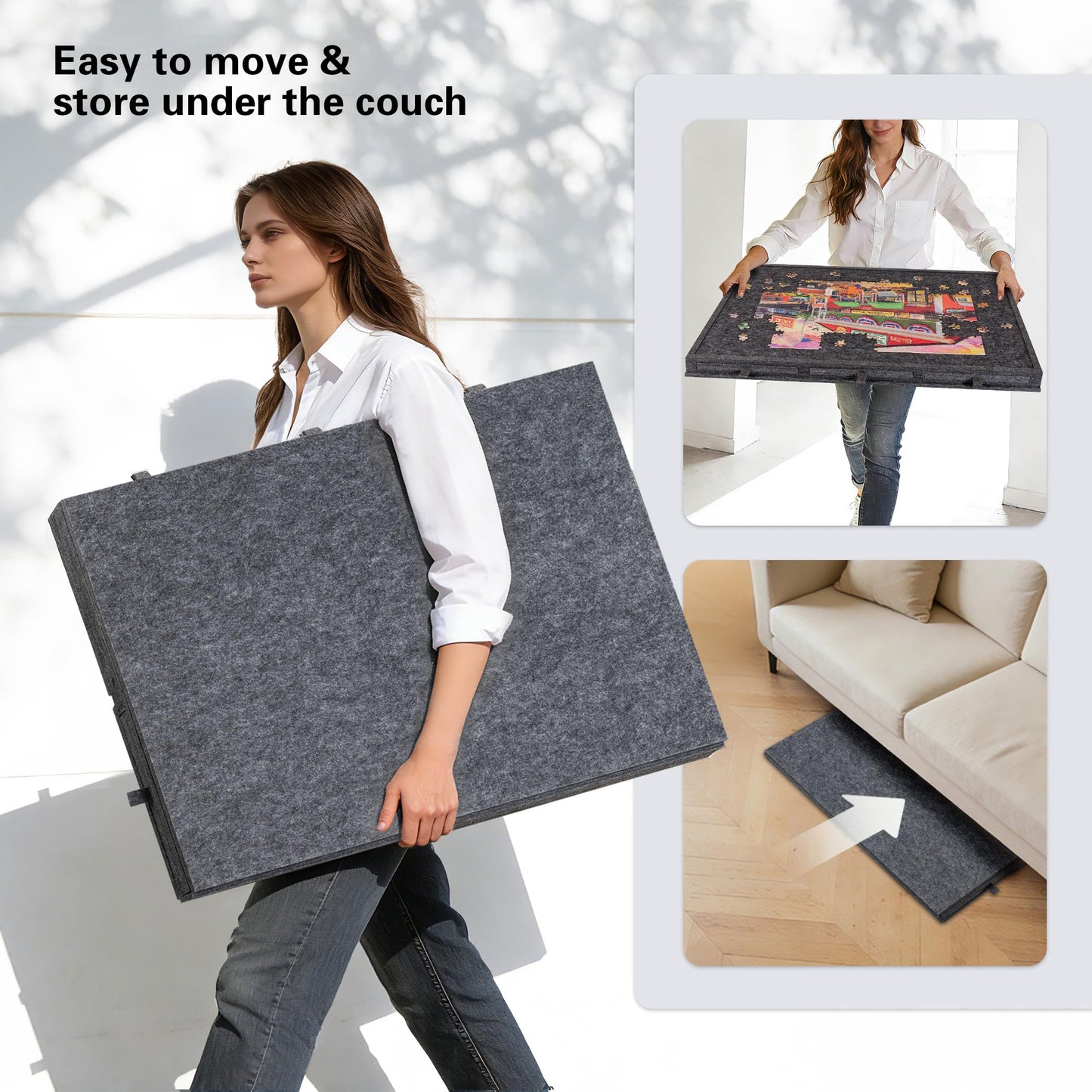 Lavievert Tilting Puzzle Board – 2-in-1 Stand & Cover, 1000-Piece Capacity, Gray