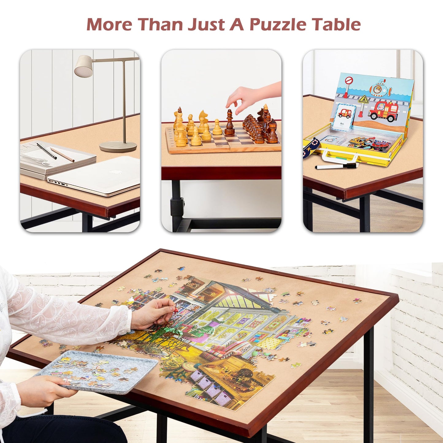 Lavievert 1500-Piece Tilting Puzzle Table – Adjustable Angle & Height, Wheels & Cover