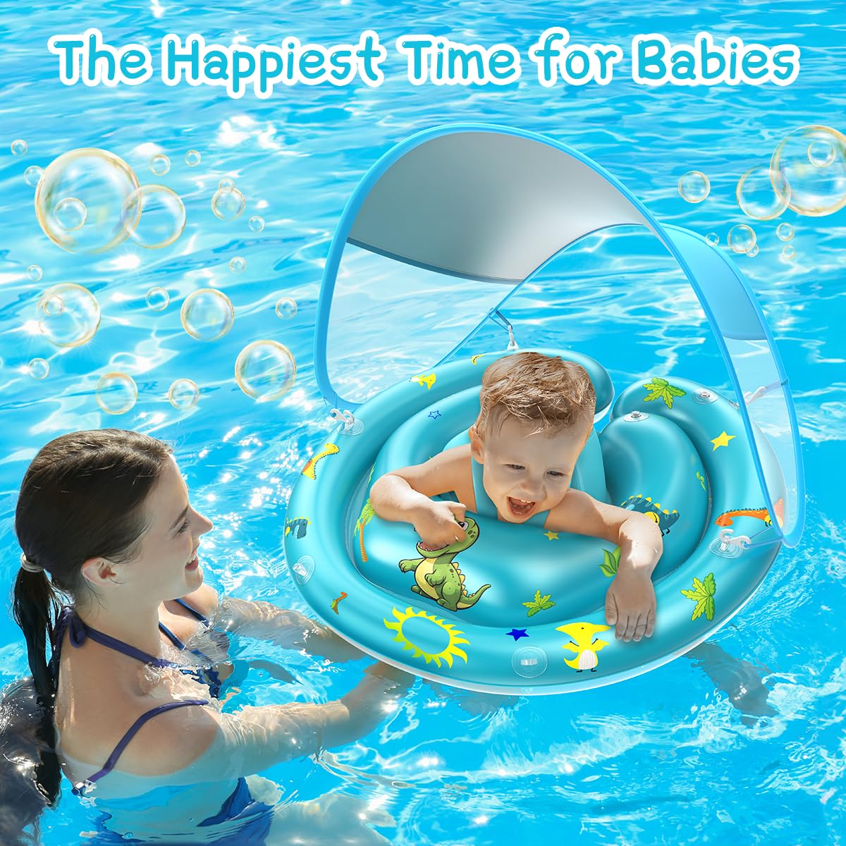 LAYCOL Baby Pool Float with Canopy | UPF50+ Sun Protection | 6-24 Months
