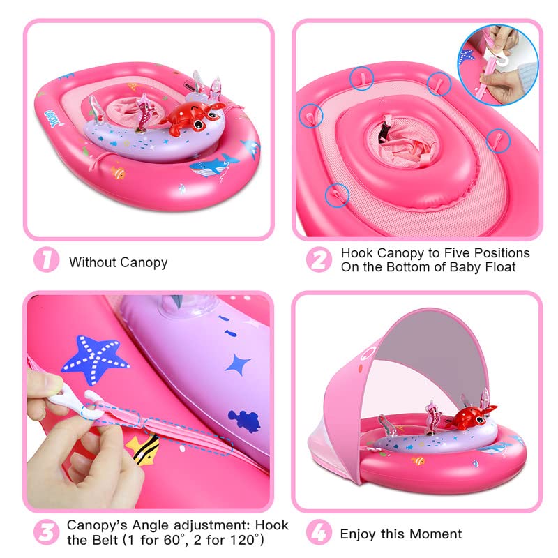 LAYCOL Baby Pool Float with UPF50+ Canopy & Toy Console – Adjustable Safety Seat for 6-36 Months