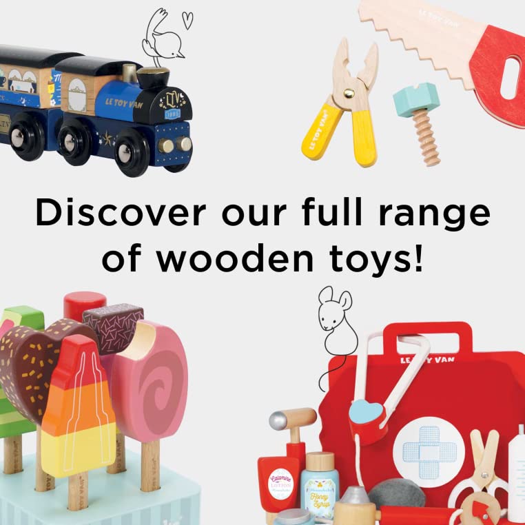 Le Toy Van Honeybake Vanilla Birthday Cake – Wooden Pretend Play Food for Kids (TV273)
