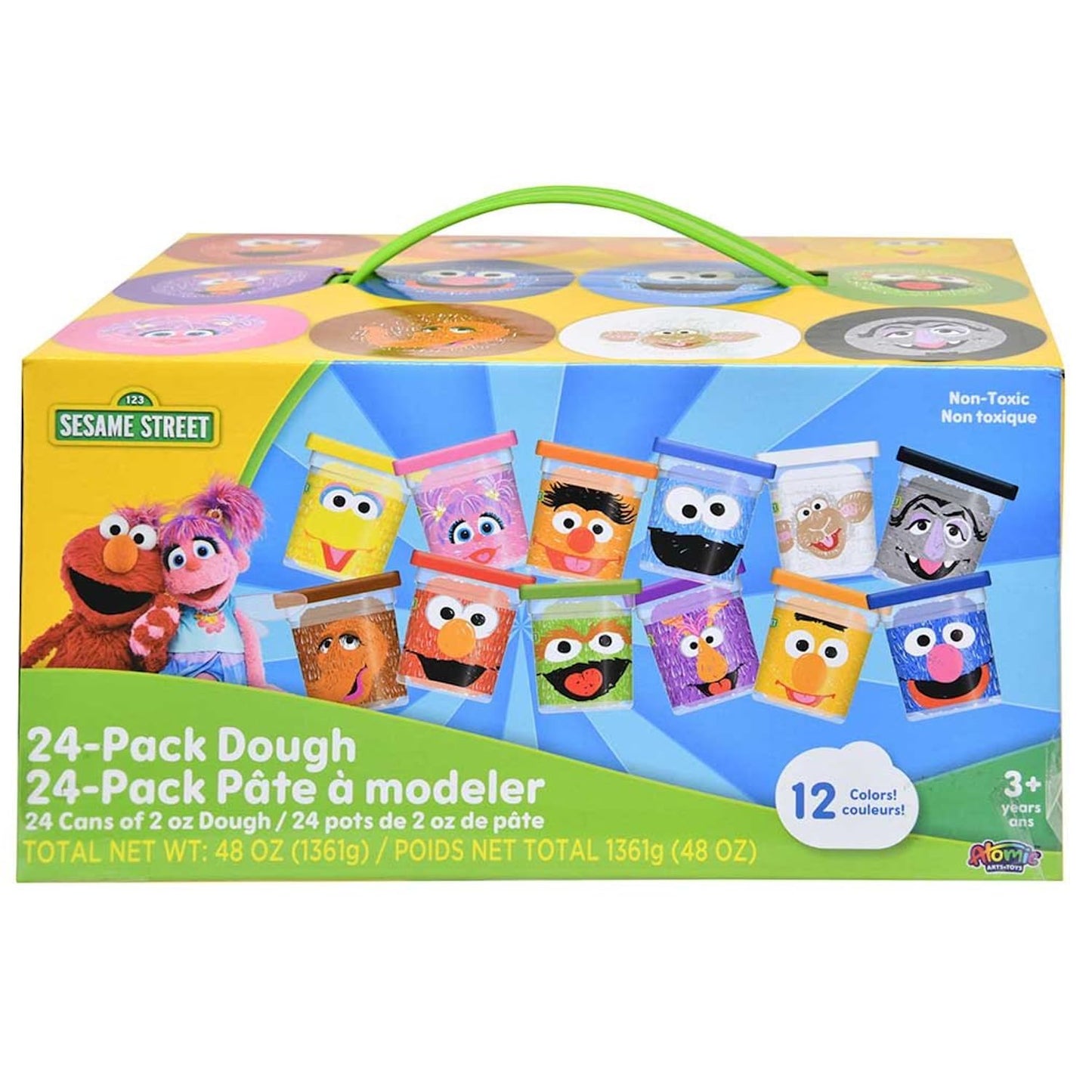 Leap Year Sesame Street 24-Pack Dough with Carrying Handle – 2 oz Cans in 12 Colors
