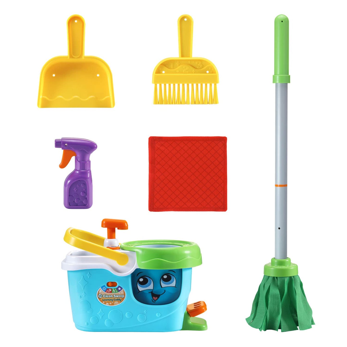 LeapFrog Clean Sweep Learning Caddy – Kids Mop & Broom Toy for Ages 3-5 (Blue)