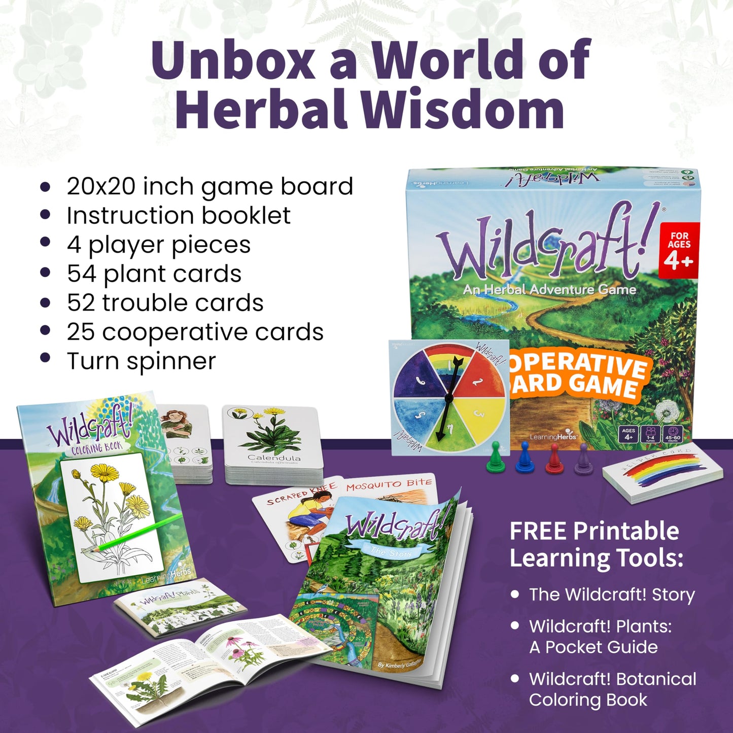 Wildcraft! Herbal Adventure Cooperative Board Game by LearningHerbs — Learn 25 Herbs Through Play