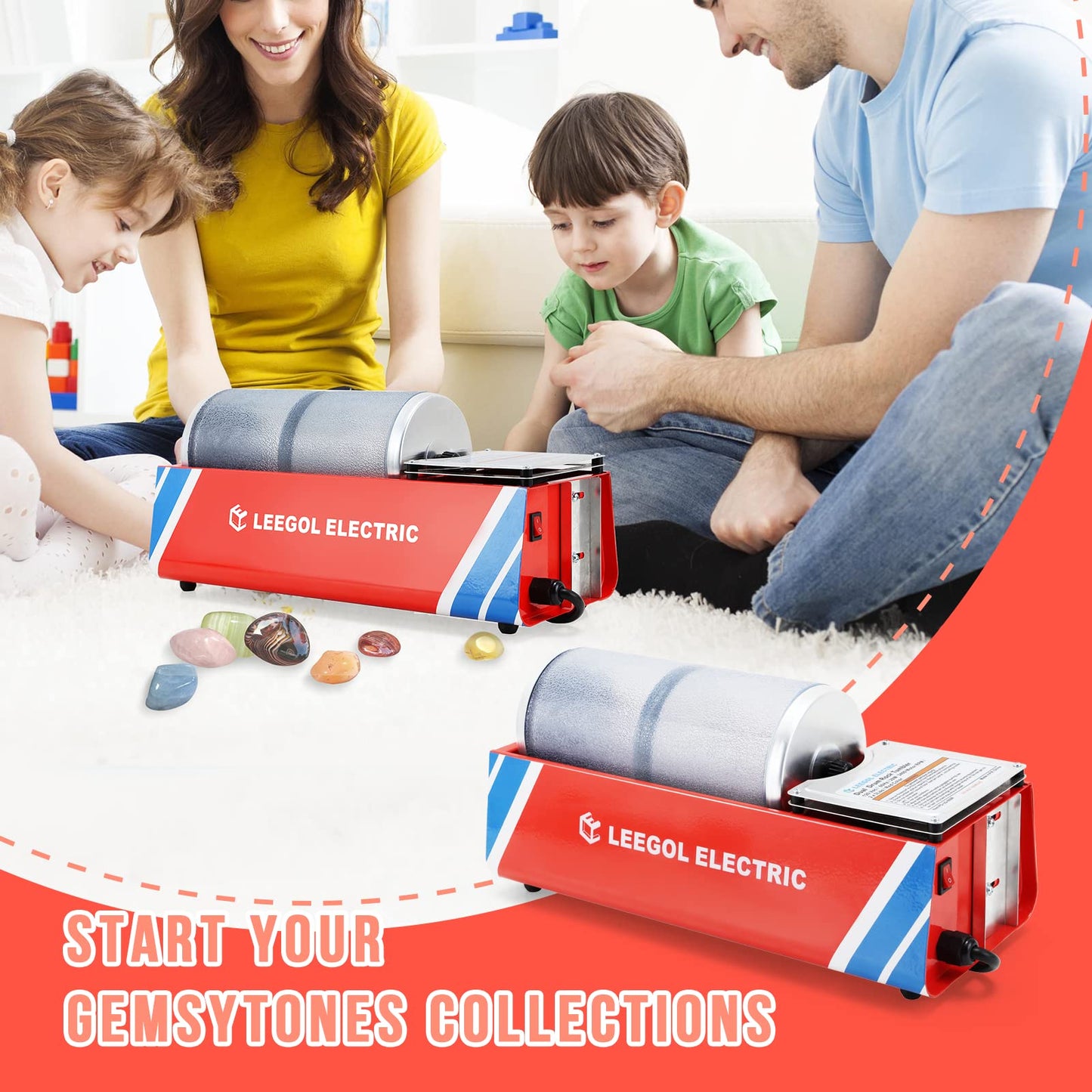 Leegol Electric Rock Tumbler 6LB Machine – Complete Home Gem Polishing Kit