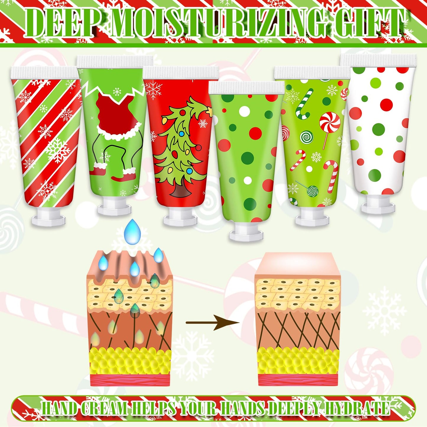 Leelosp 48-Piece Red & Green Christmas Hand Cream Gift Set | Pocket-Sized Moisturizers