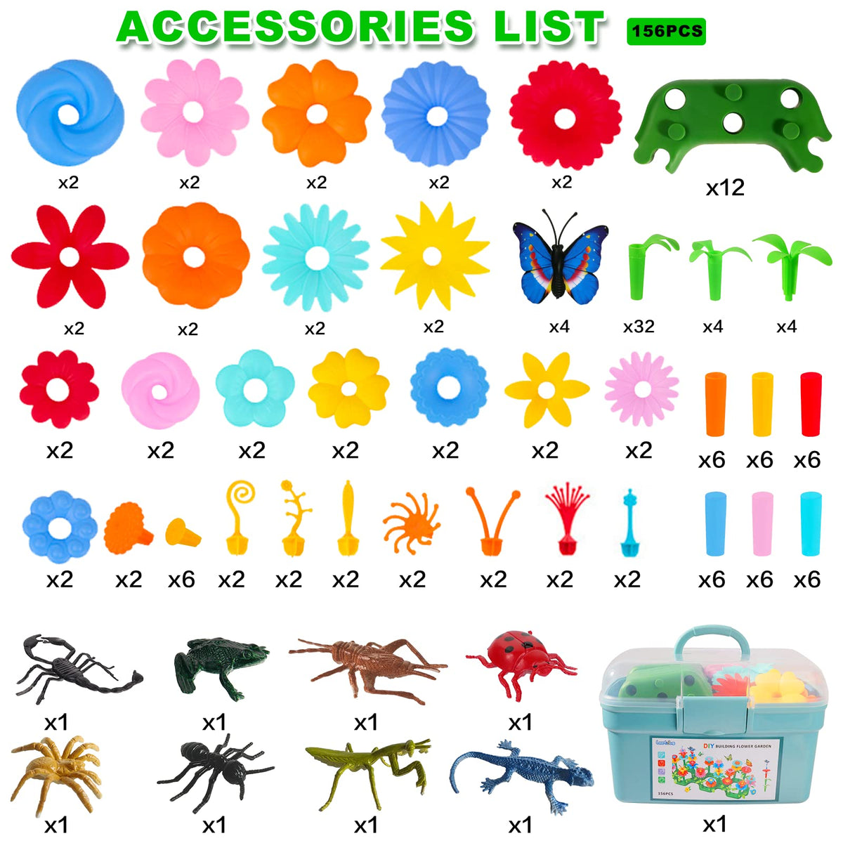 Leetous 156-Piece Insect Flower Garden STEM Toy — Birthday & Easter Gift for 2-6 Year Olds