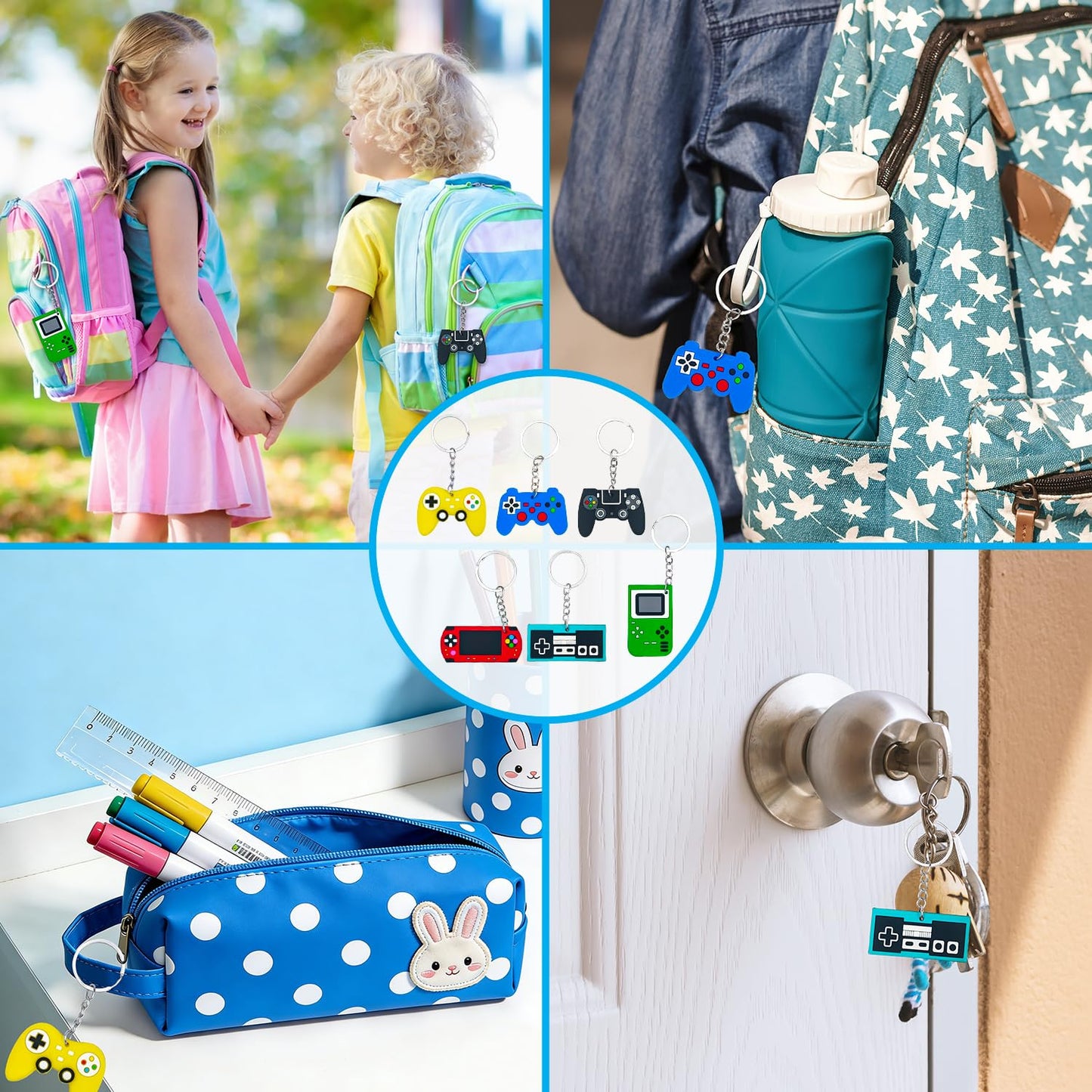 Leetous Bulk Valentines Gifts for Kids – 48 Video Game Keychains & Cards