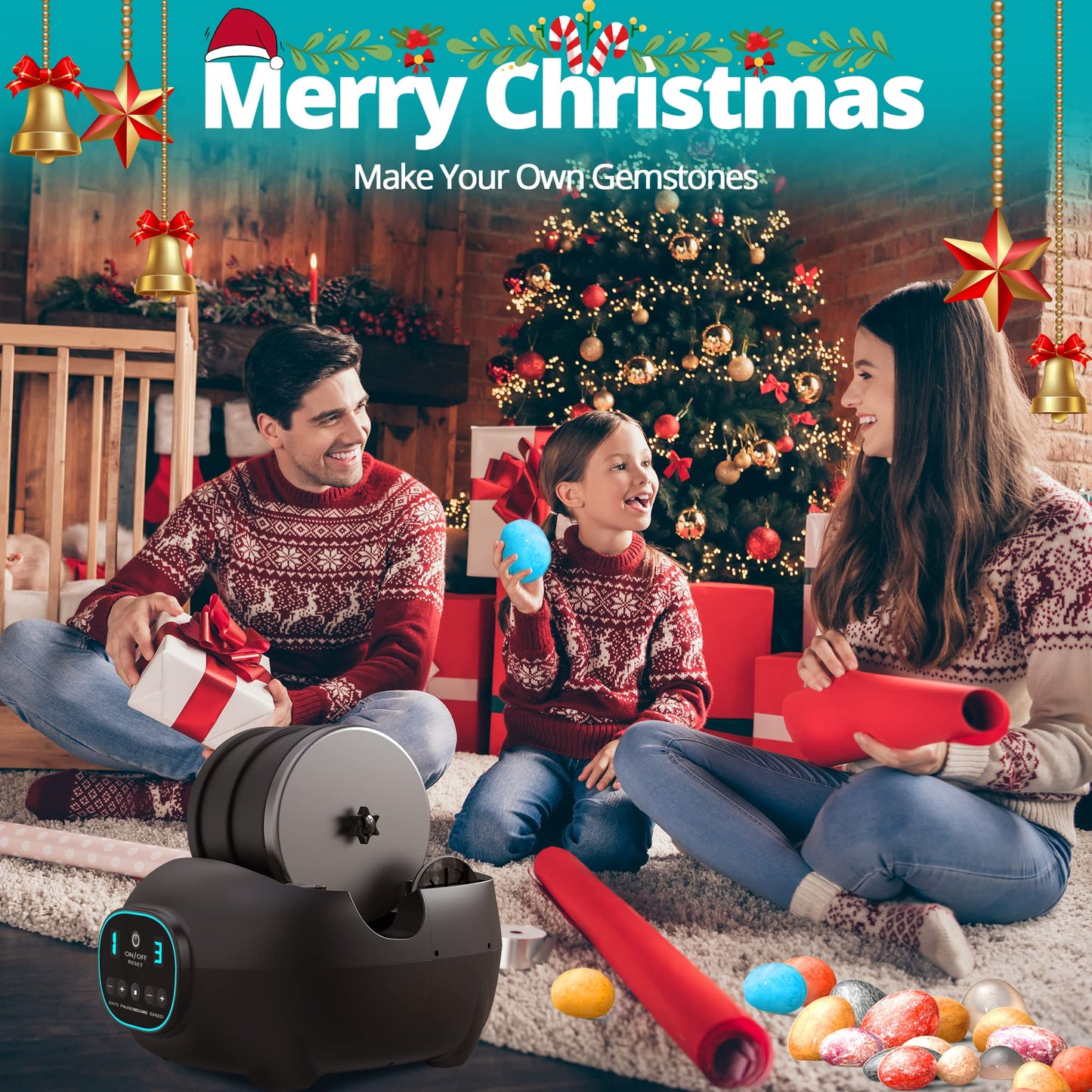 Lefree Store Rock Tumbler Kit for Adults & Kids – 3LB Leak-Proof Barrel, 1LB Rough Rocks, 4 Grits | STEM Christmas Gift