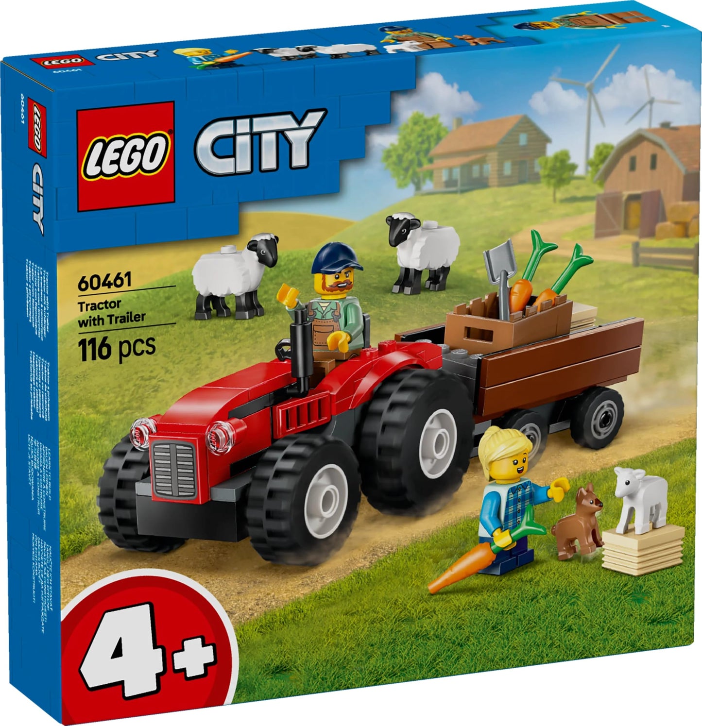 LEGO City 60461 Red Tractor and Sheep on the Ranch – Farm Play Set for Kids 4+