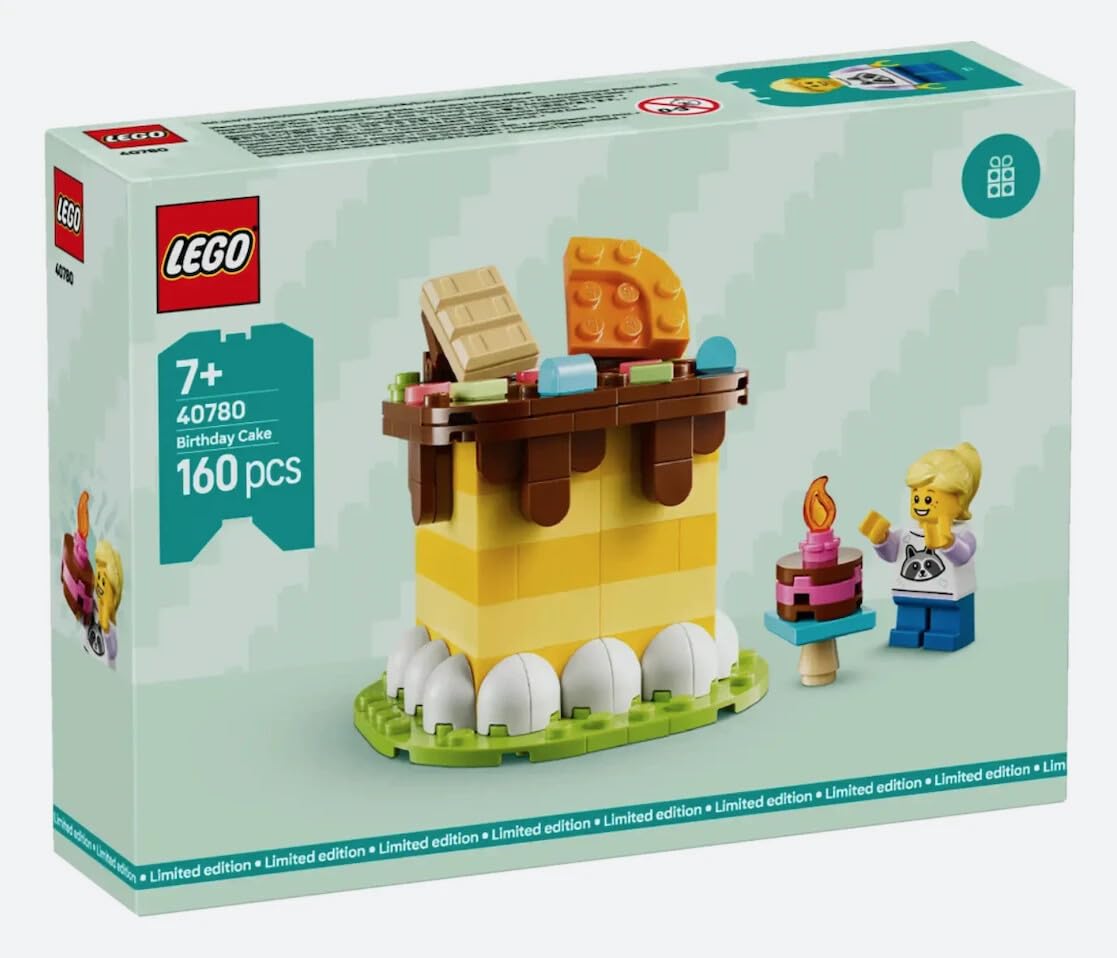 LEGO 40780 Birthday Cake Building Set – 160 Pieces, Ages 7+