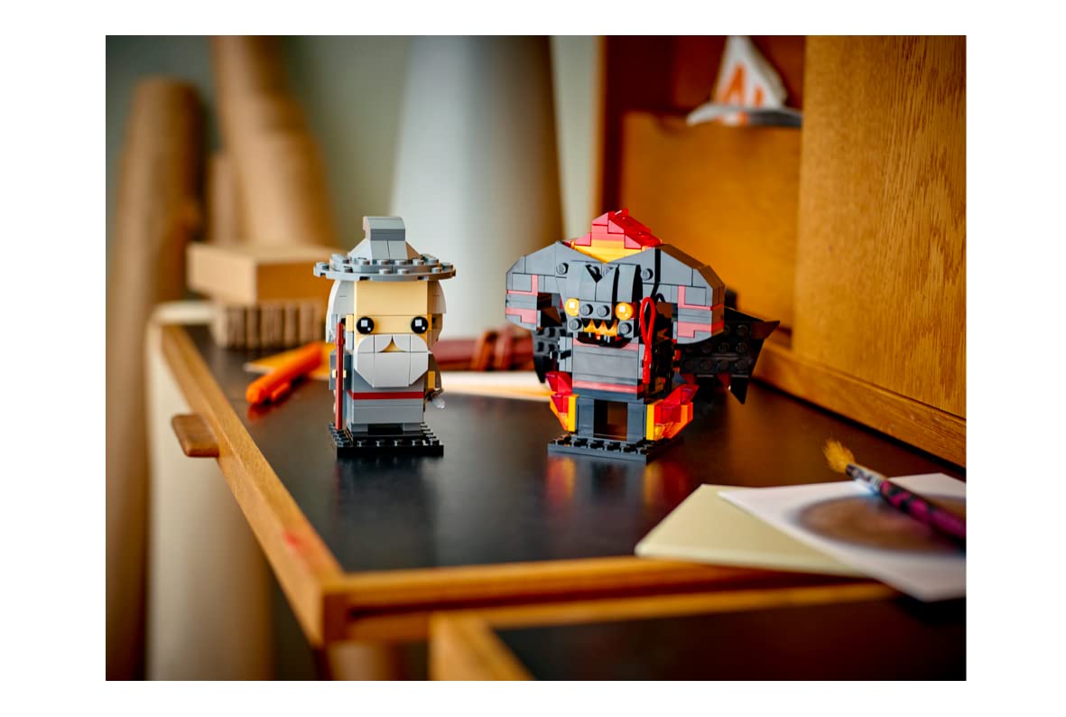 LEGO BrickHeadz Gandalf the Grey and Balrog (40631) Set – Buildable Lord of the Rings Figures