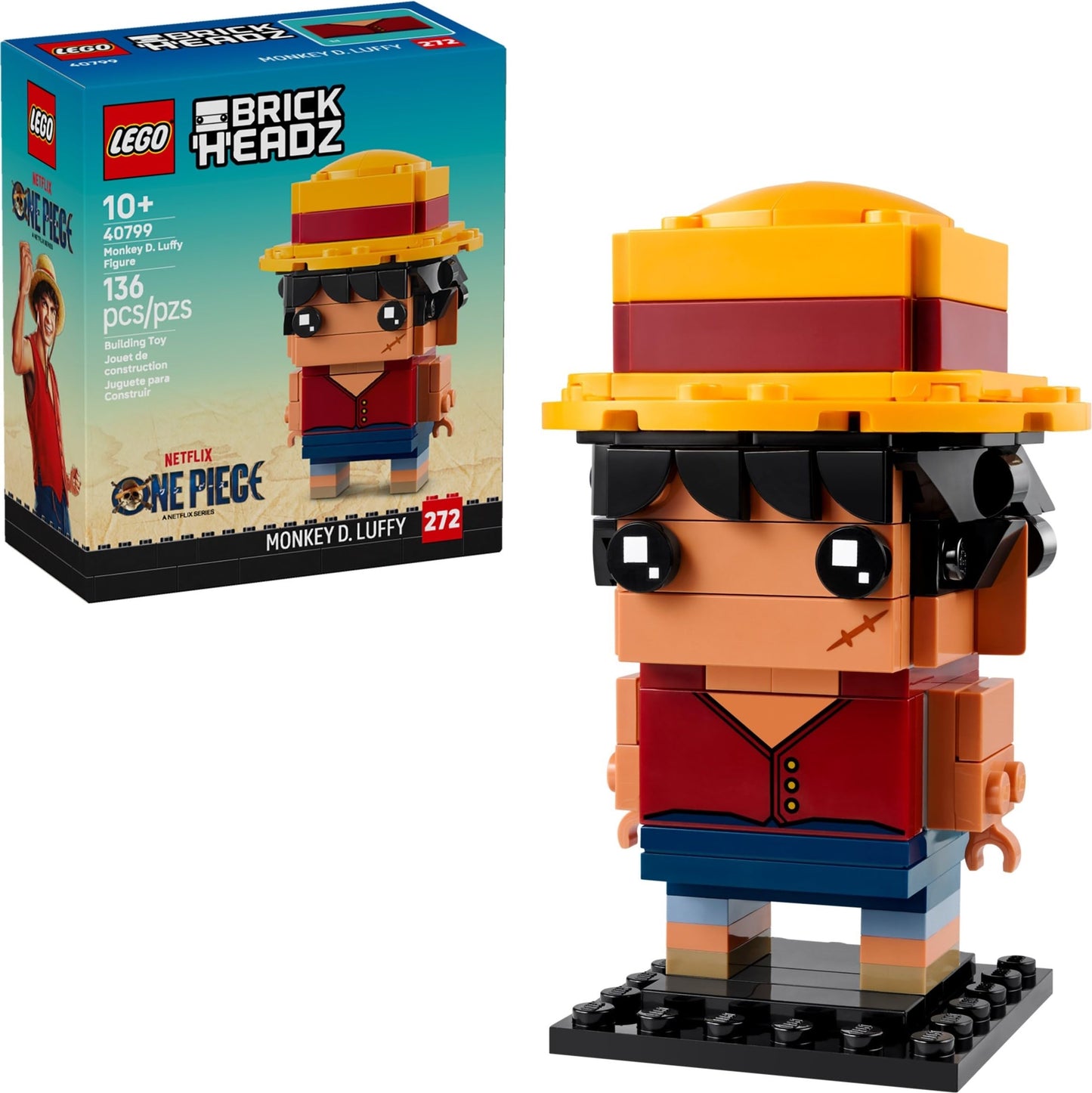 LEGO BrickHeadz Monkey D. Luffy Figure 40799 – Collectible One Piece Build
