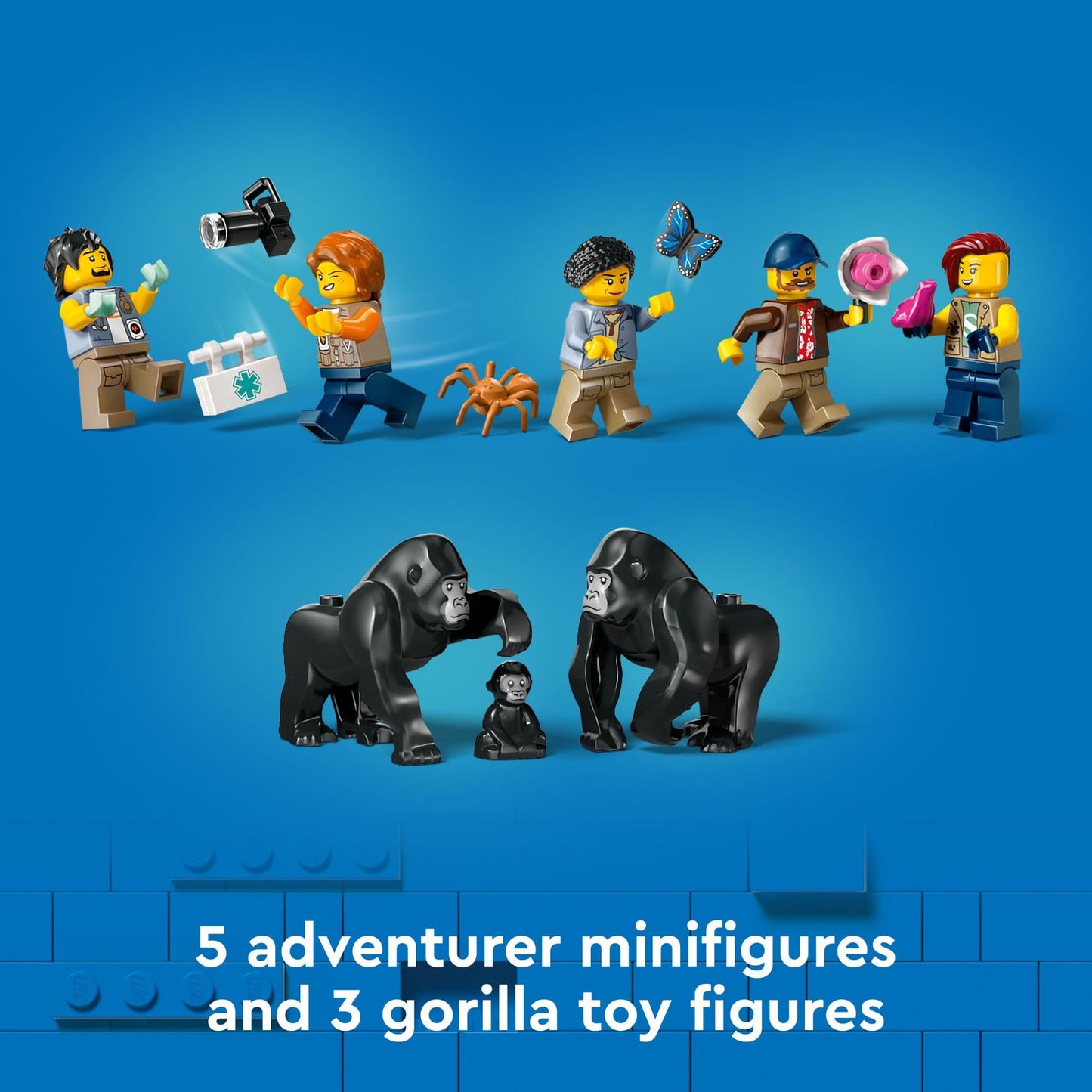 LEGO City Jungle Explorer Helicopter at Base Camp (60437) – 881 Pieces, 5 Minifigures & Gorilla Figures