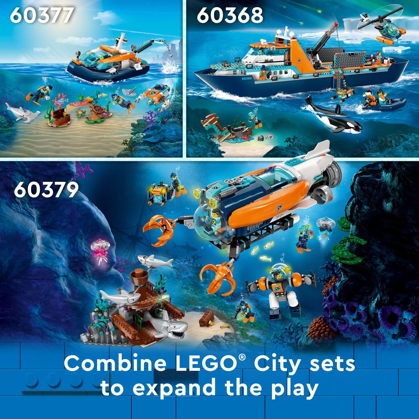 LEGO City Explorer Diving Boat 60377 – Ocean Adventure Set with Coral Reef