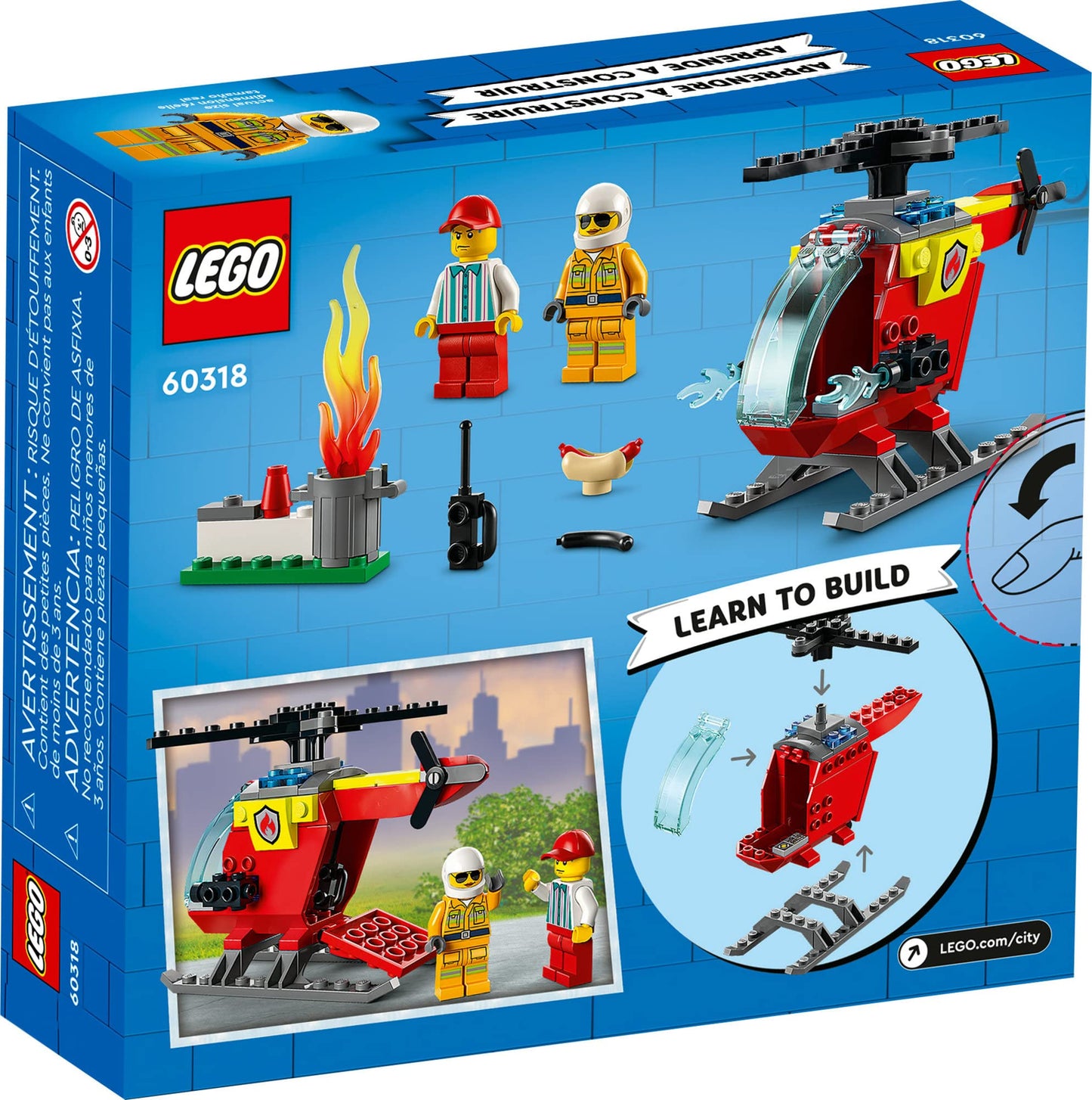 LEGO City Fire Helicopter 60318 – Preschool Toy with Minifigures & Starter Brick
