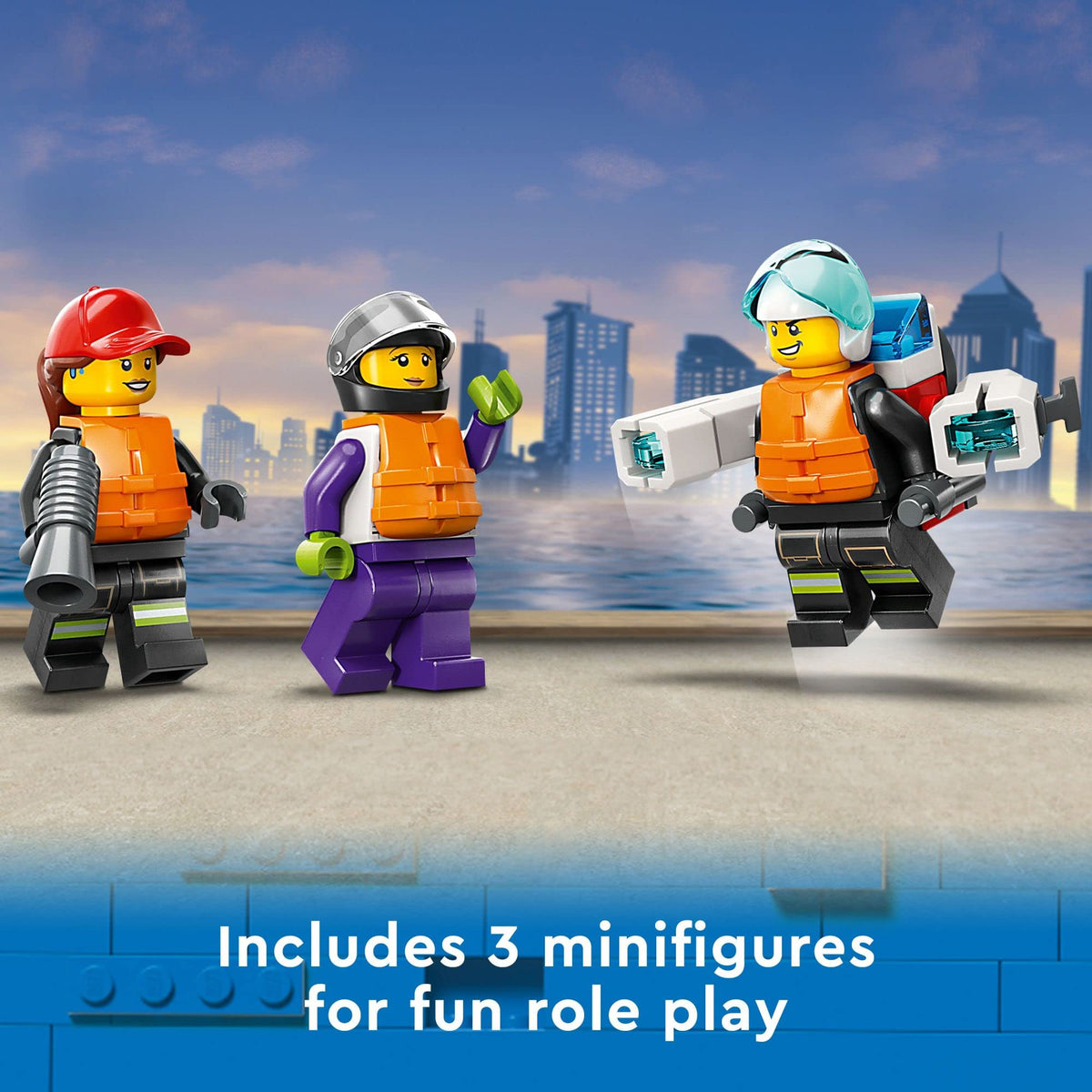 LEGO City Fire Rescue Boat 60373 – Water Rescue Playset with Jetpack & 3 Minifigures