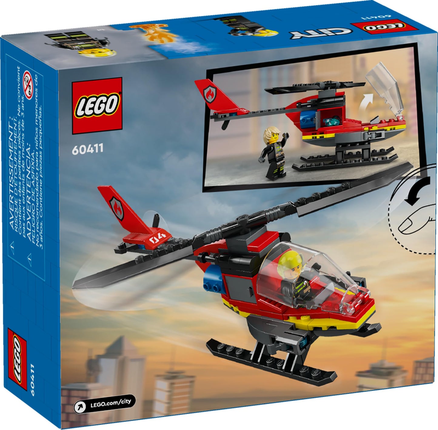 LEGO City Fire Rescue Helicopter 60411 – Buildable Toy for Kids 5+