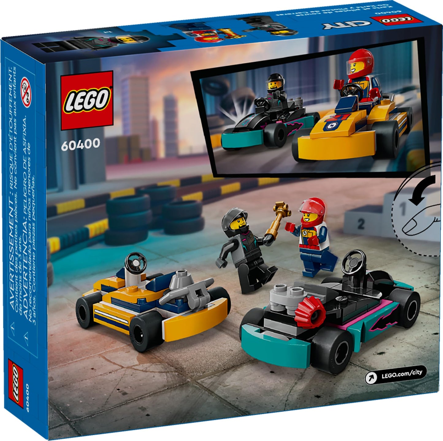 LEGO City Go-Karts and Race Drivers 60400 | 2 Minifigs, Turquoise & Orange Go-Karts
