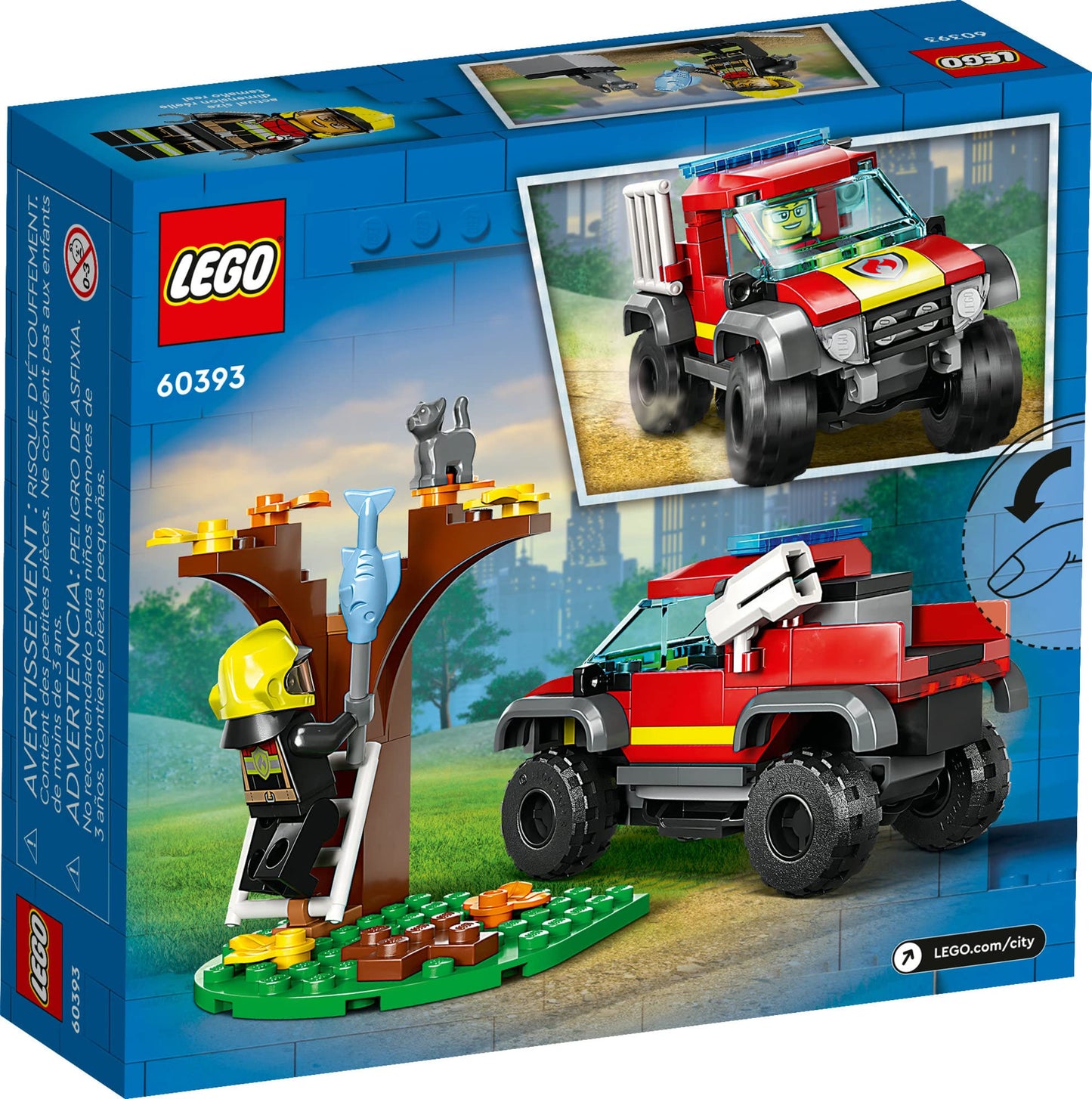 LEGO City 60393 4x4 Fire Engine Rescue – Firefighter Minifigure & Cat Playset
