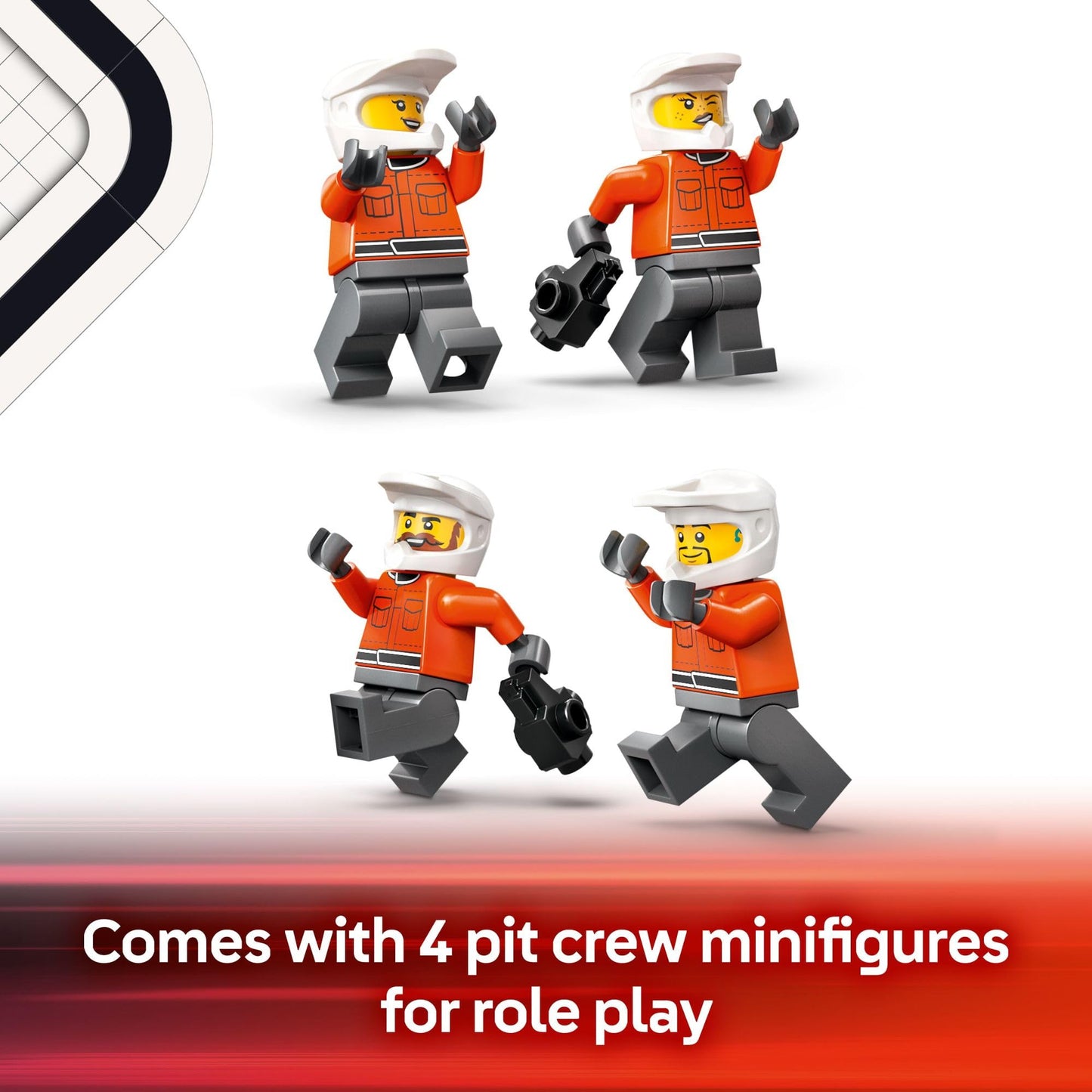 LEGO City F1 Pit Stop & Pit Crew with Ferrari Car - 60443 | Race Toy for Kids 6+