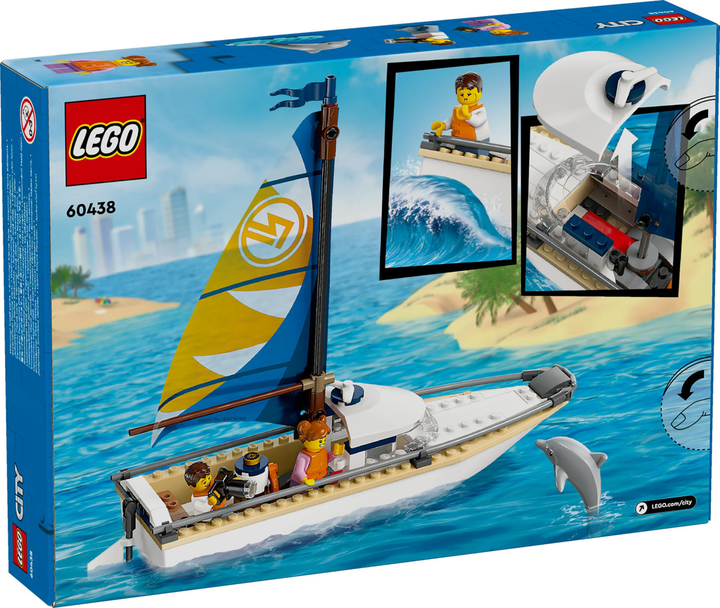 LEGO City 60438 Sailboat – 2 Minifigures, Builder App, Ages 5+