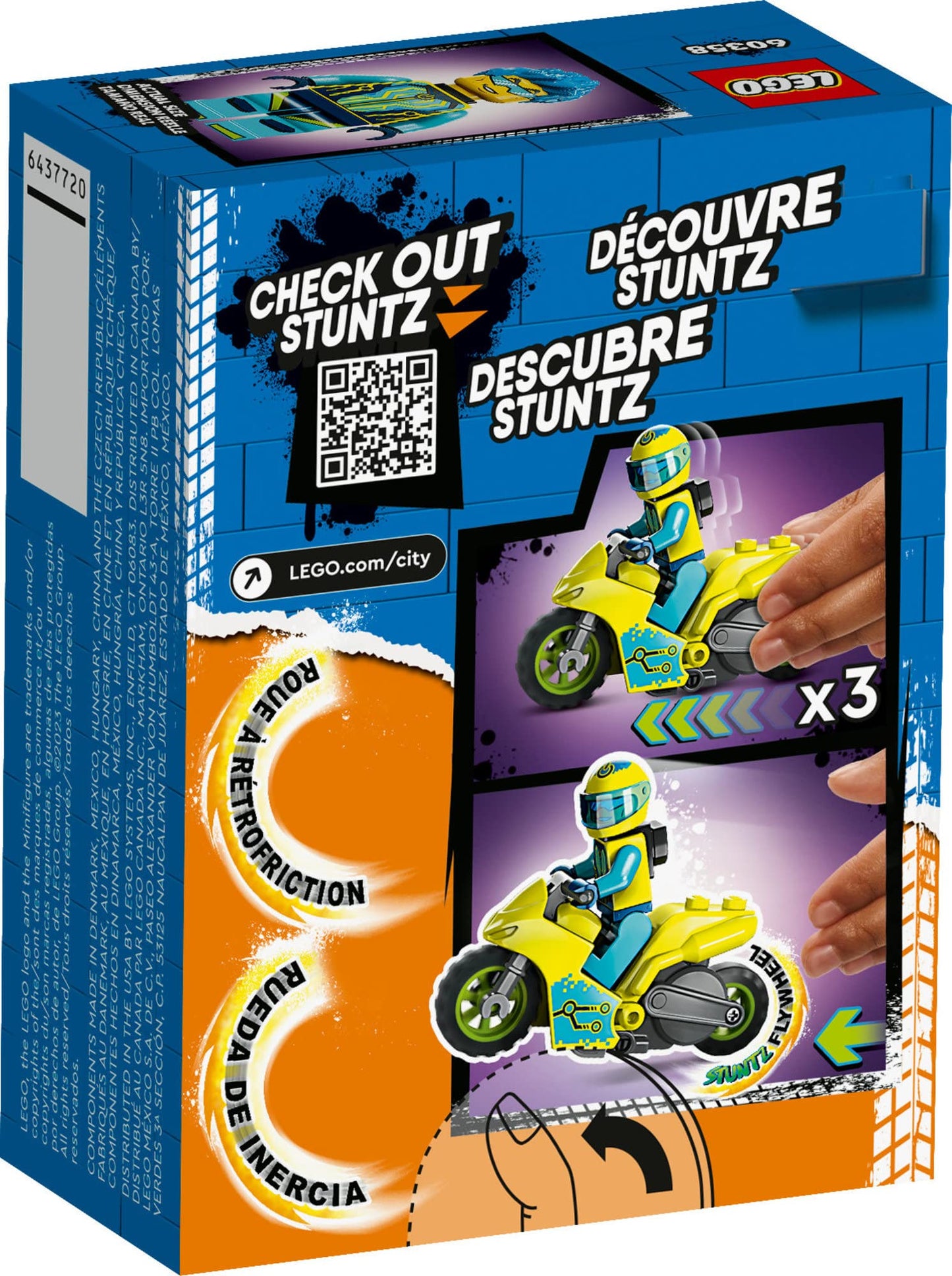 LEGO City Stuntz Cyber Stunt Bike 60358 — Flywheel-Powered Stunt Bike Toy