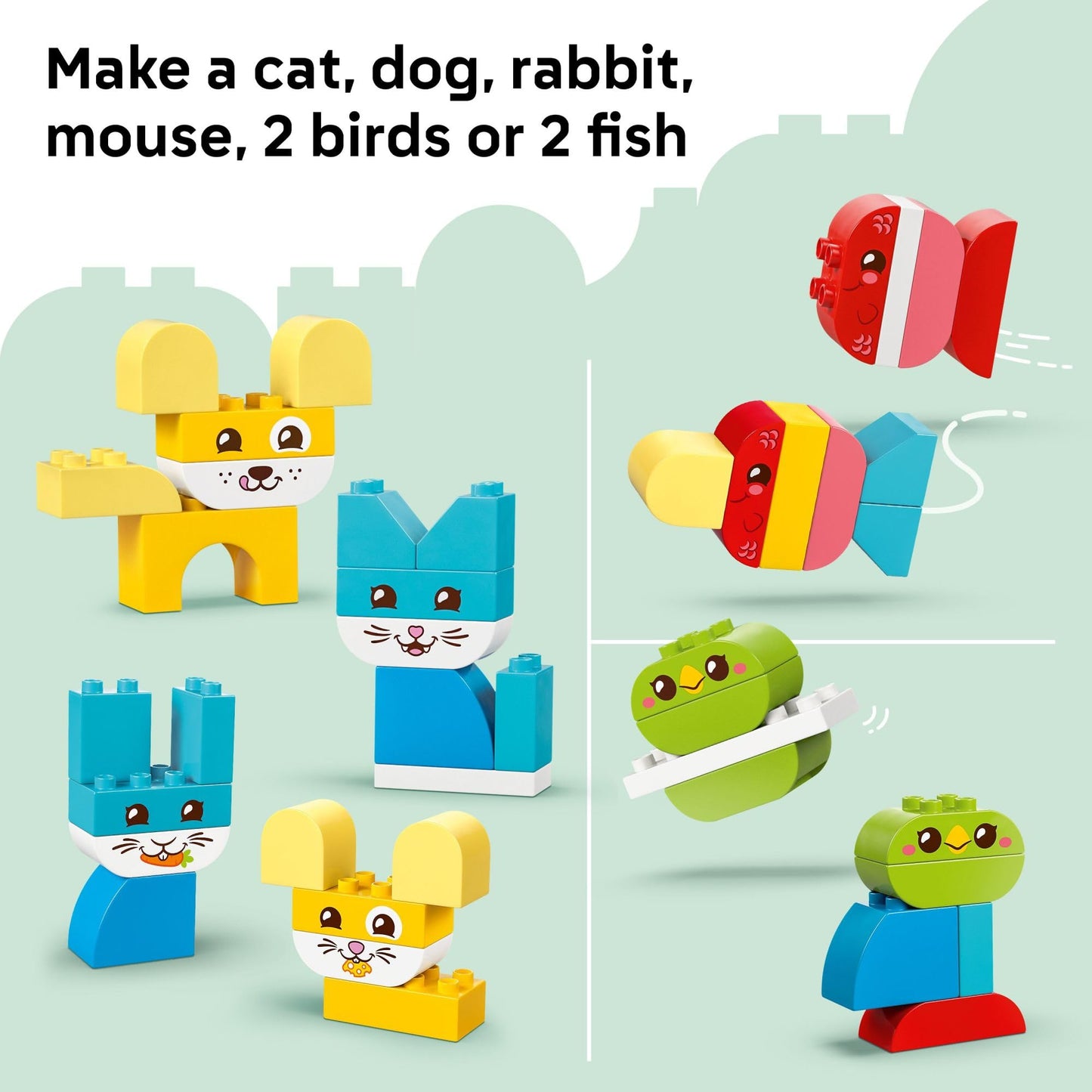 LEGO DUPLO My First 3 in 1 Creative Cute Pets (10477) – 24-Piece Toddler Building Toy