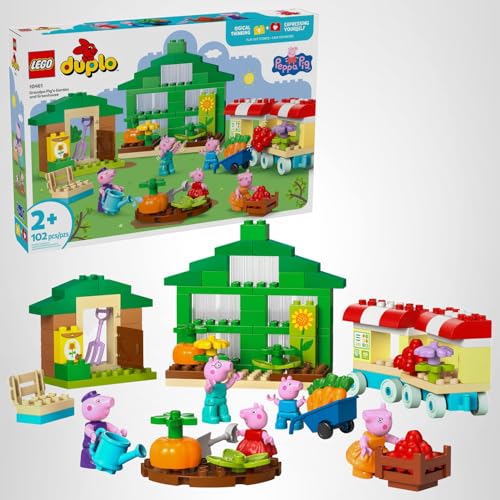LEGO DUPLO Peppa Pig Grandpa Pig’s Garden and Greenhouse (10461) – Toddler Garden Playset with 5 Figures