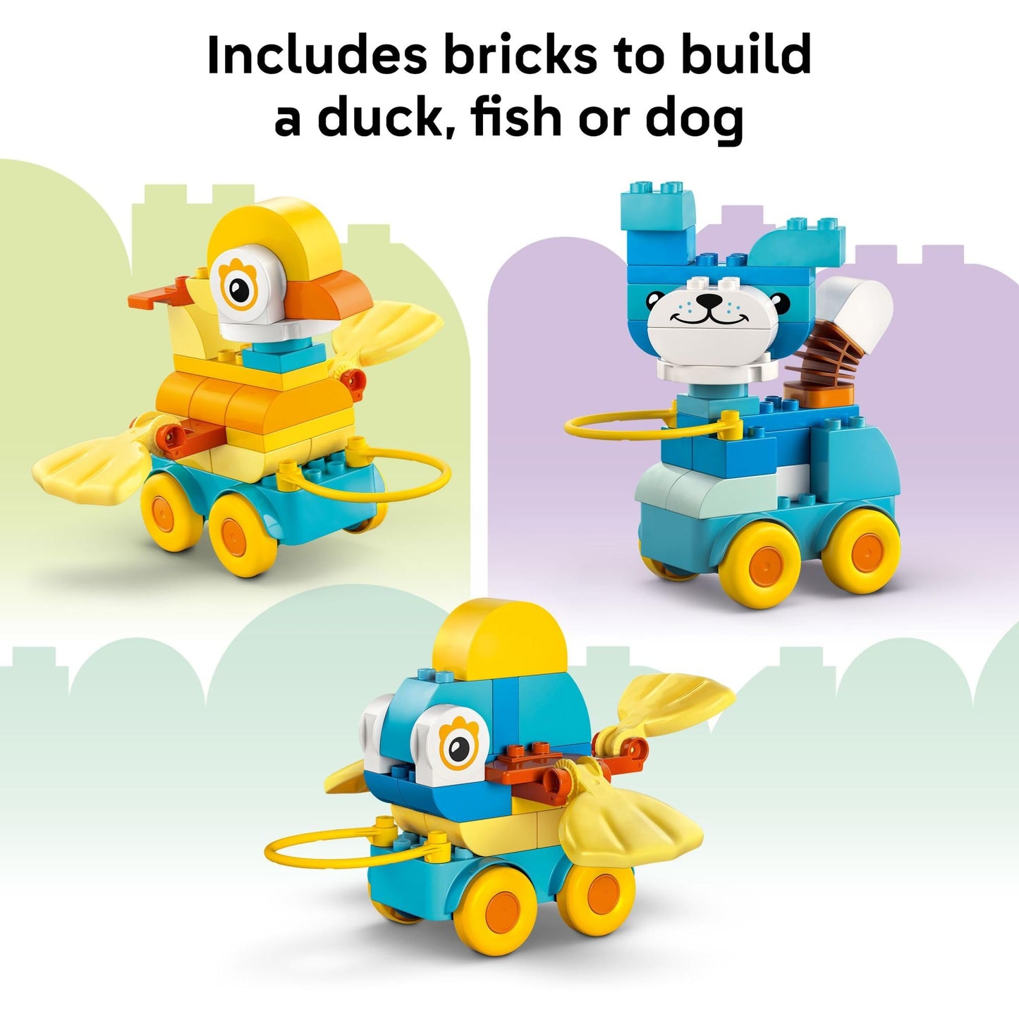 LEGO DUPLO Town 3 in 1 Animals on Wheels (10448) – Toddler Building Toy with Moving Animal Figures