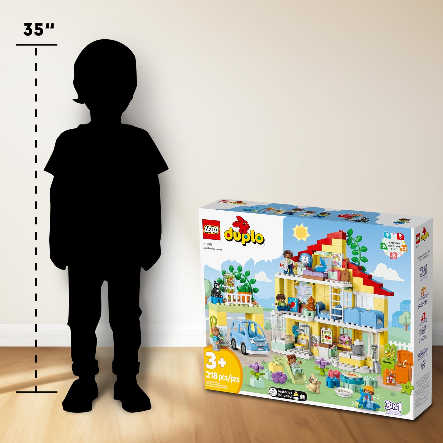 LEGO DUPLO Town 3-in-1 Family House 10994 | STEM Building Toy for Toddlers 3+