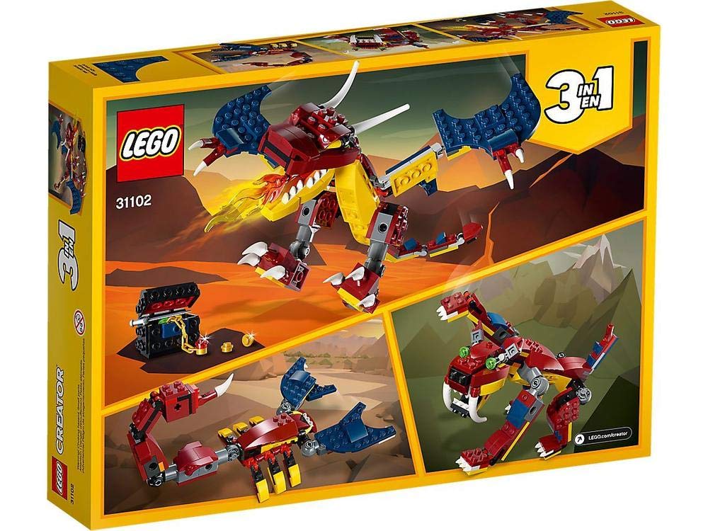 LEGO Creator 3in1 Fire Dragon 31102 Building Kit 234 Pieces | Build Rebuild Imagine