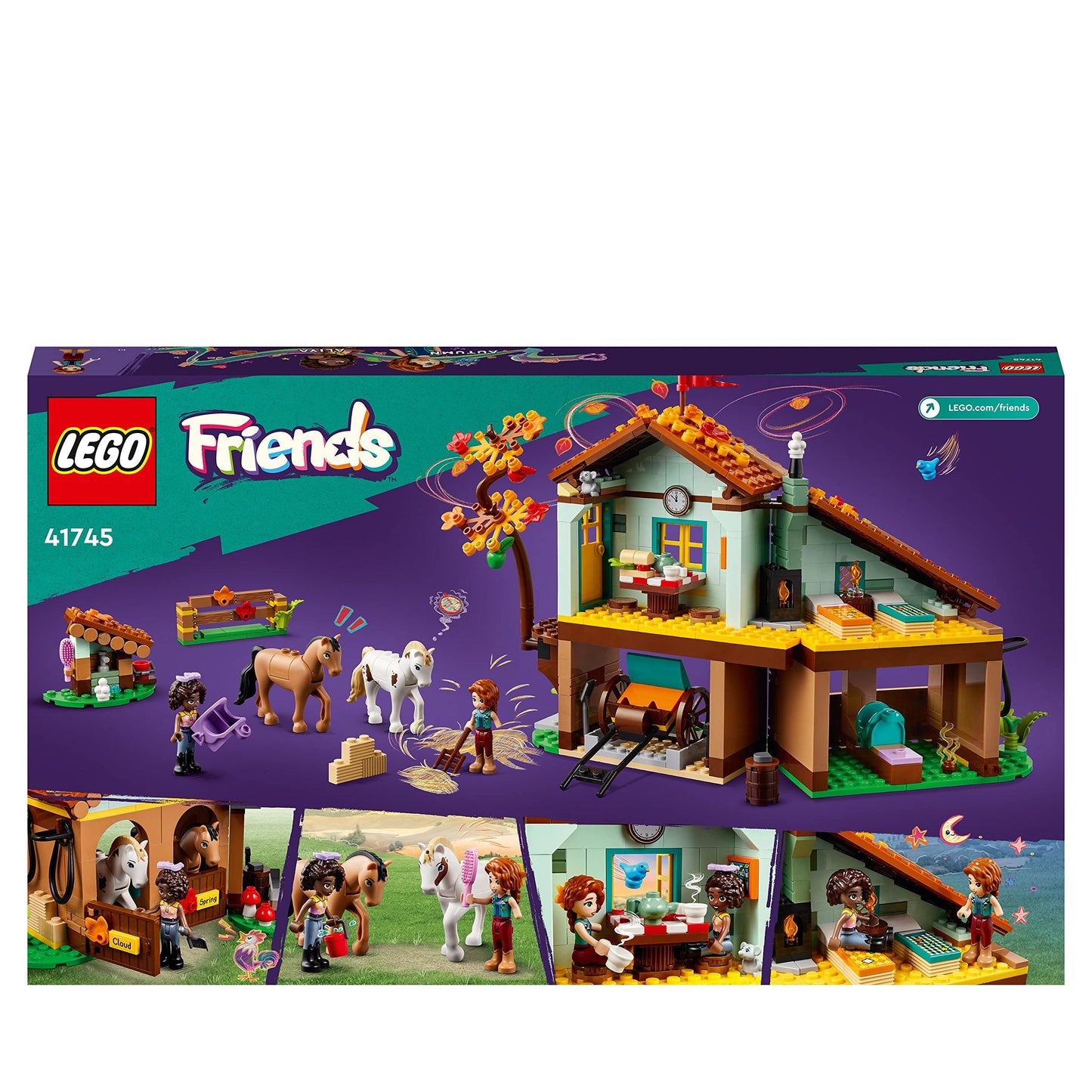 LEGO Friends Autumn's Horse Stable 41745 | 2 Mini-Dolls, 2 Horses, Carriage | Gift for Ages 7+
