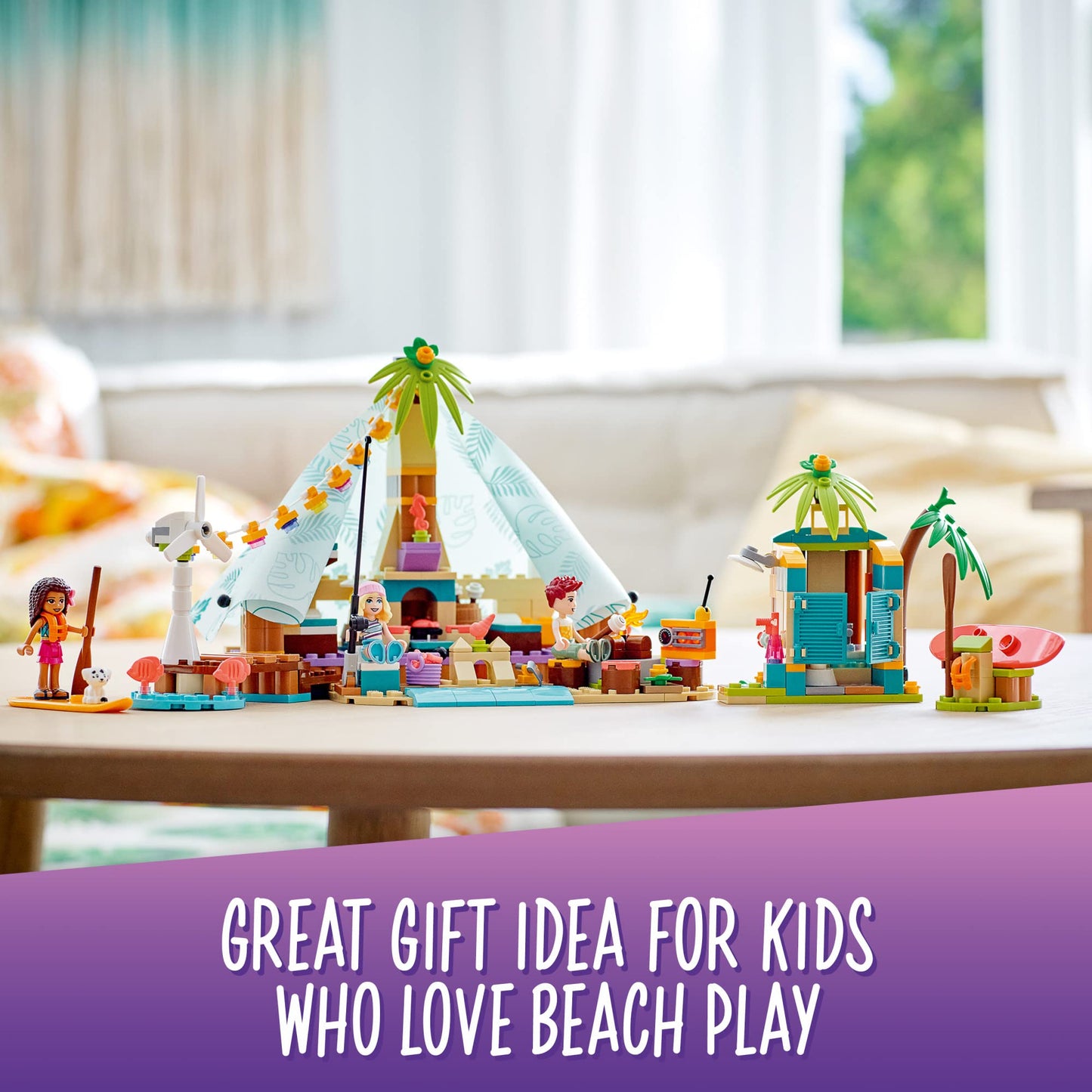 LEGO Friends Beach Glamping 41700 Building Kit – 380-Piece Seaside Adventure for Kids 6+