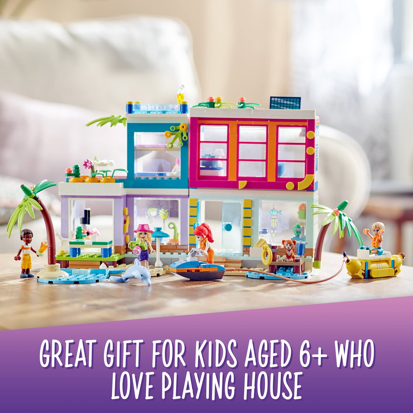 LEGO Friends Vacation Beach House 41709 – 686-Piece Building Kit for Kids Aged 7+