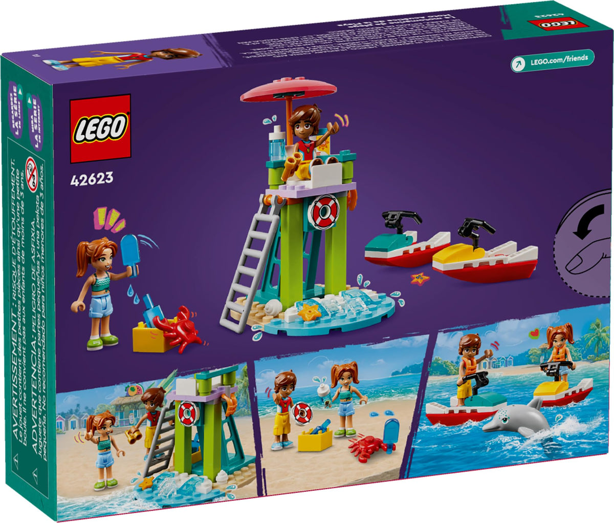 LEGO Friends Beach Water Scooter 42623 – Lifeguard LEGO Set with 2 Mini Dolls & Dolphin