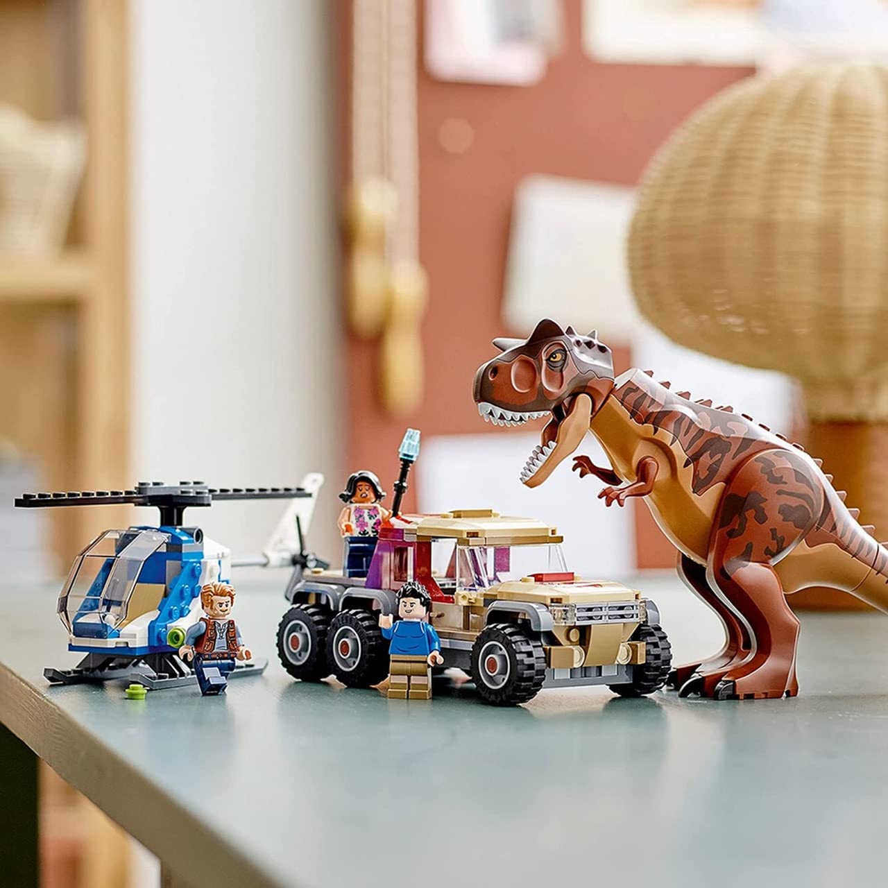 LEGO Jurassic World Carnotaurus Dinosaur Chase 76941 – Buildable Helicopter & Truck