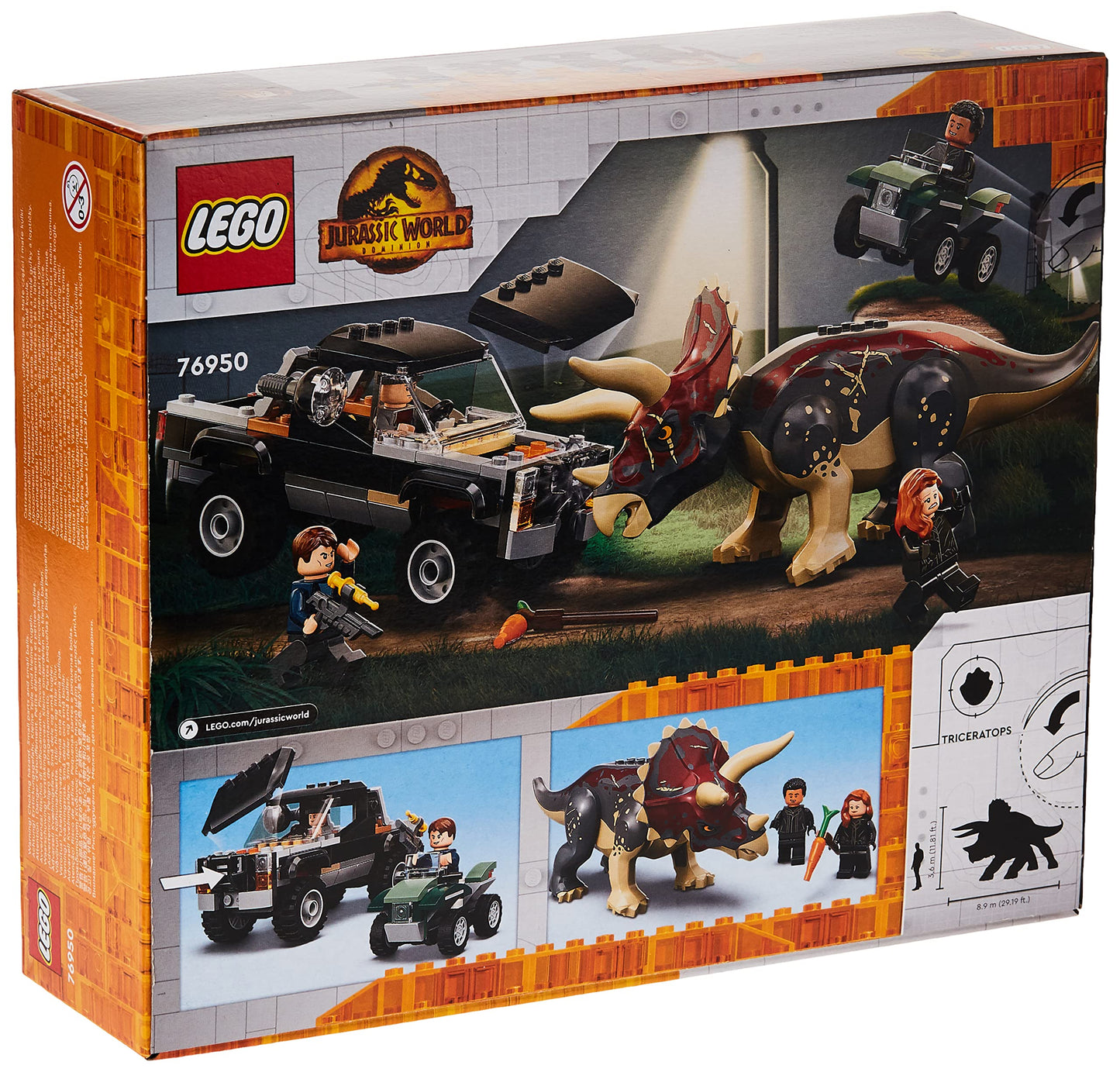 LEGO Jurassic World 76950 Triceratops Truck Attack – 210-Piece Dino Action Set for Kids 7+